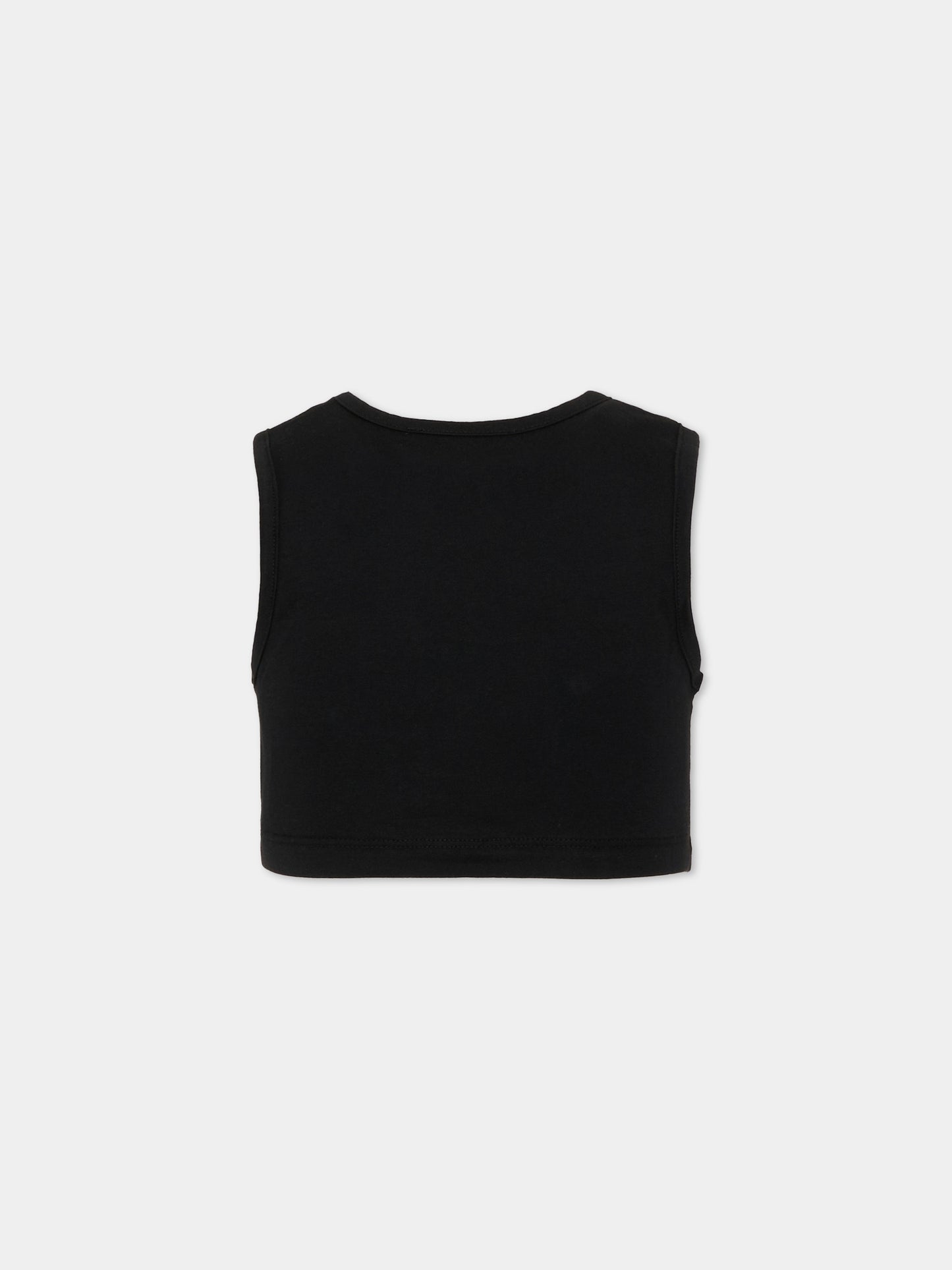 Top nero cropped per bambina con logo,Msgm Kids,S6MSJGTO011 110/88