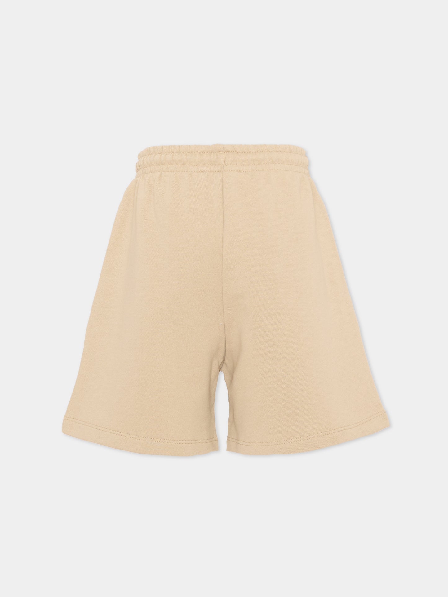 Shorts sportivi beige per bambini con logo
