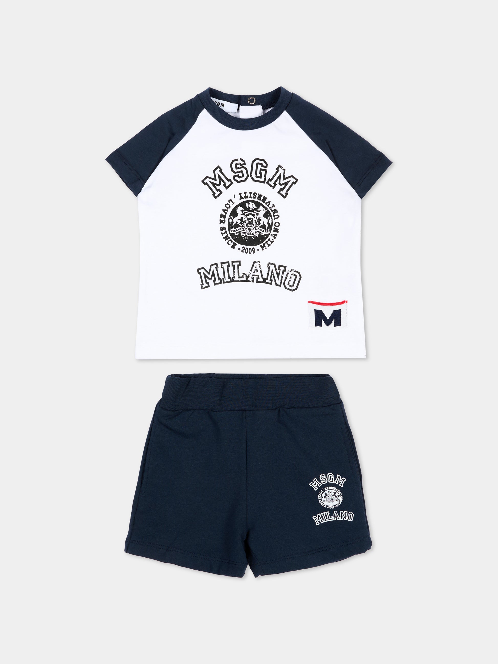 Completo sportivo blu per neonati con logo,Msgm Kids,S6MSUNTR261 MS072