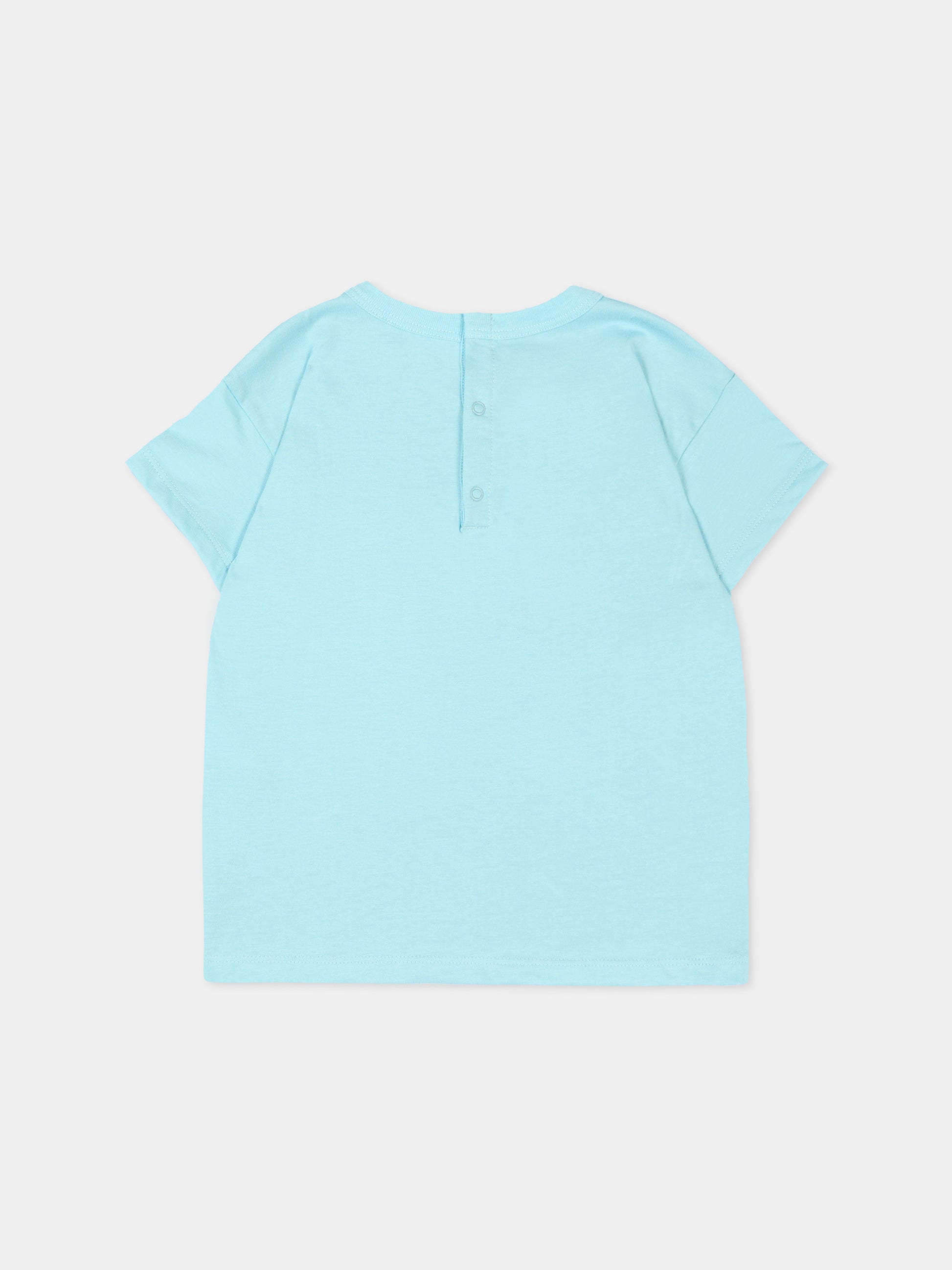 T-Shirt celeste per neonato con logo,Petit Bateau,A0CWB 07 0901