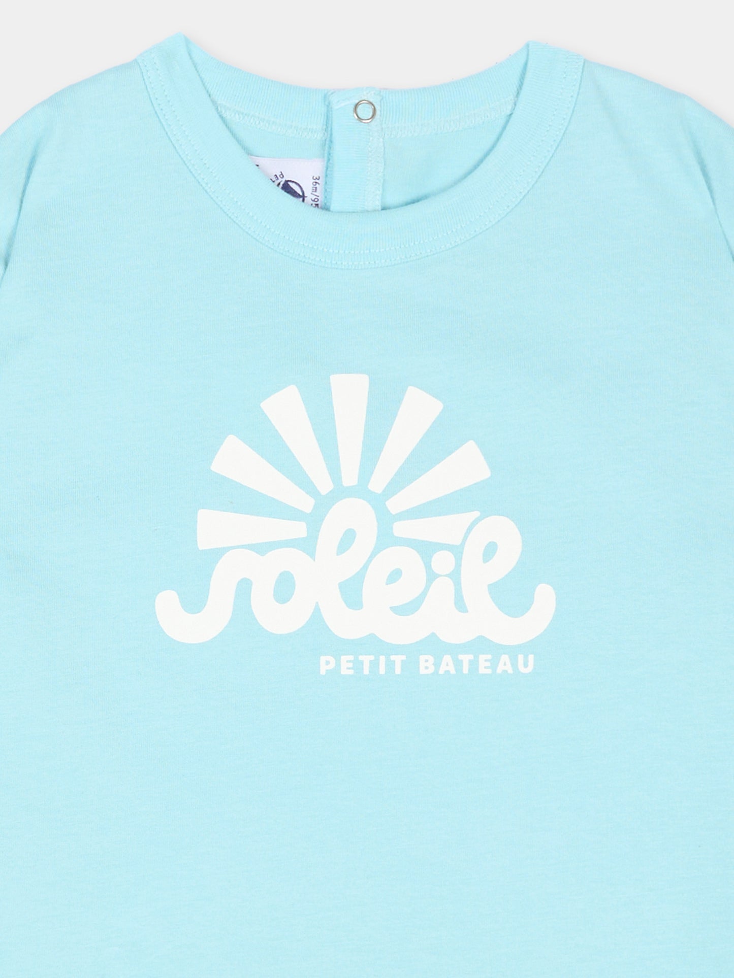 T-Shirt celeste per neonato con logo,Petit Bateau,A0CWB 07 0901