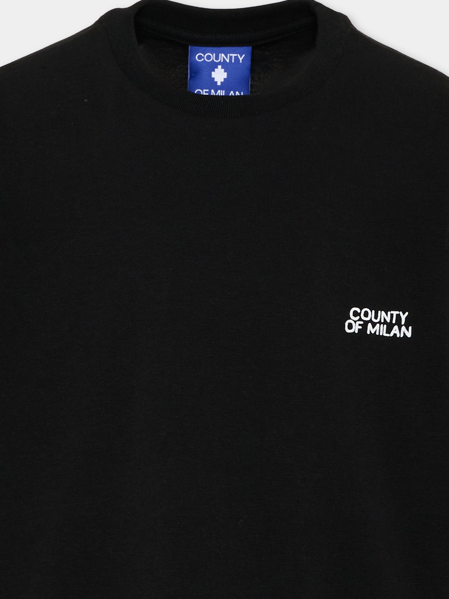 T-shirt nera per bambina con logo,County Of Milan Kids,F5CMJGTH096 110