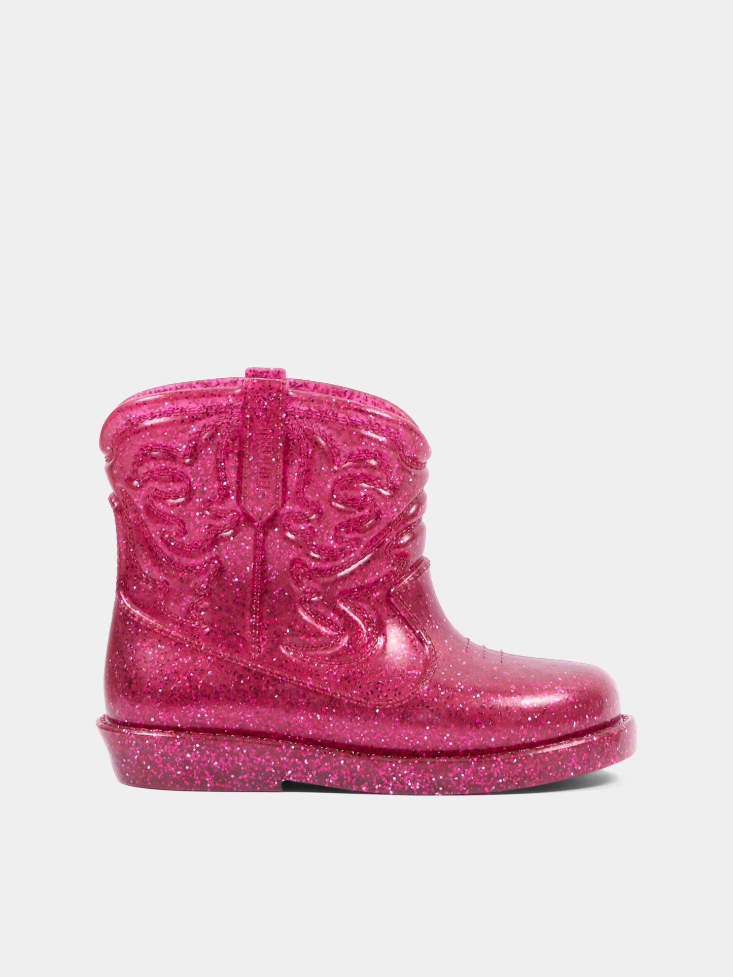 Stivali da pioggia rosa per bambina con glitter,Mini Melissa,36191 BM701