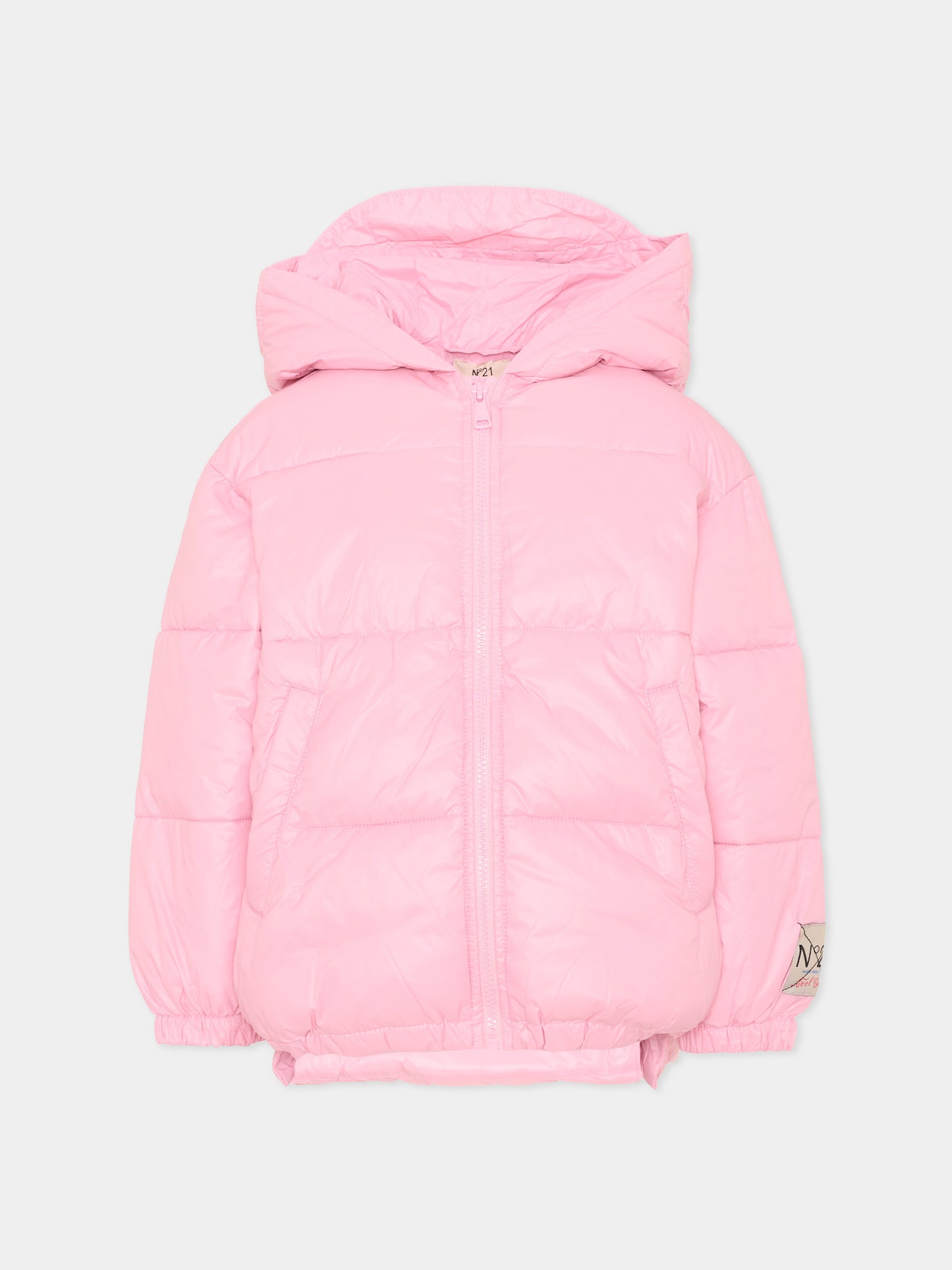 Piumino rosa per bambina con logo,N°21 Kids,N2104X N0002 0N319