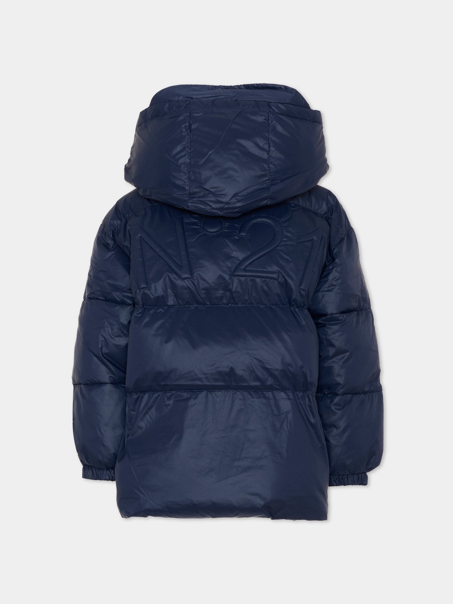 Piumino blu per bambini con logo,N°21 Kids,N2104X N0002 0N824