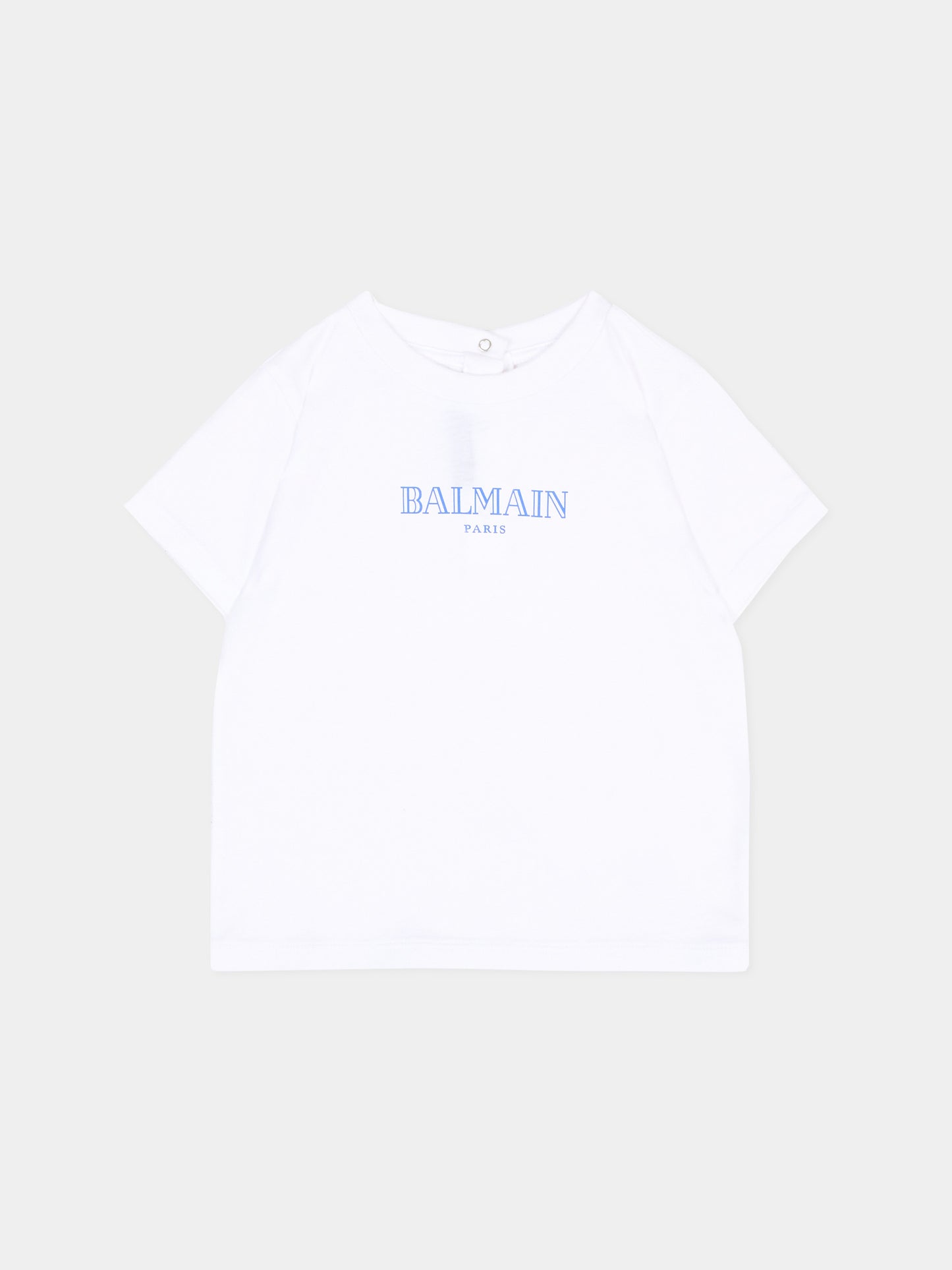 T-Shirt bianca per neonati con logo,Balmain Kids,BX8541 Z3186 100BL