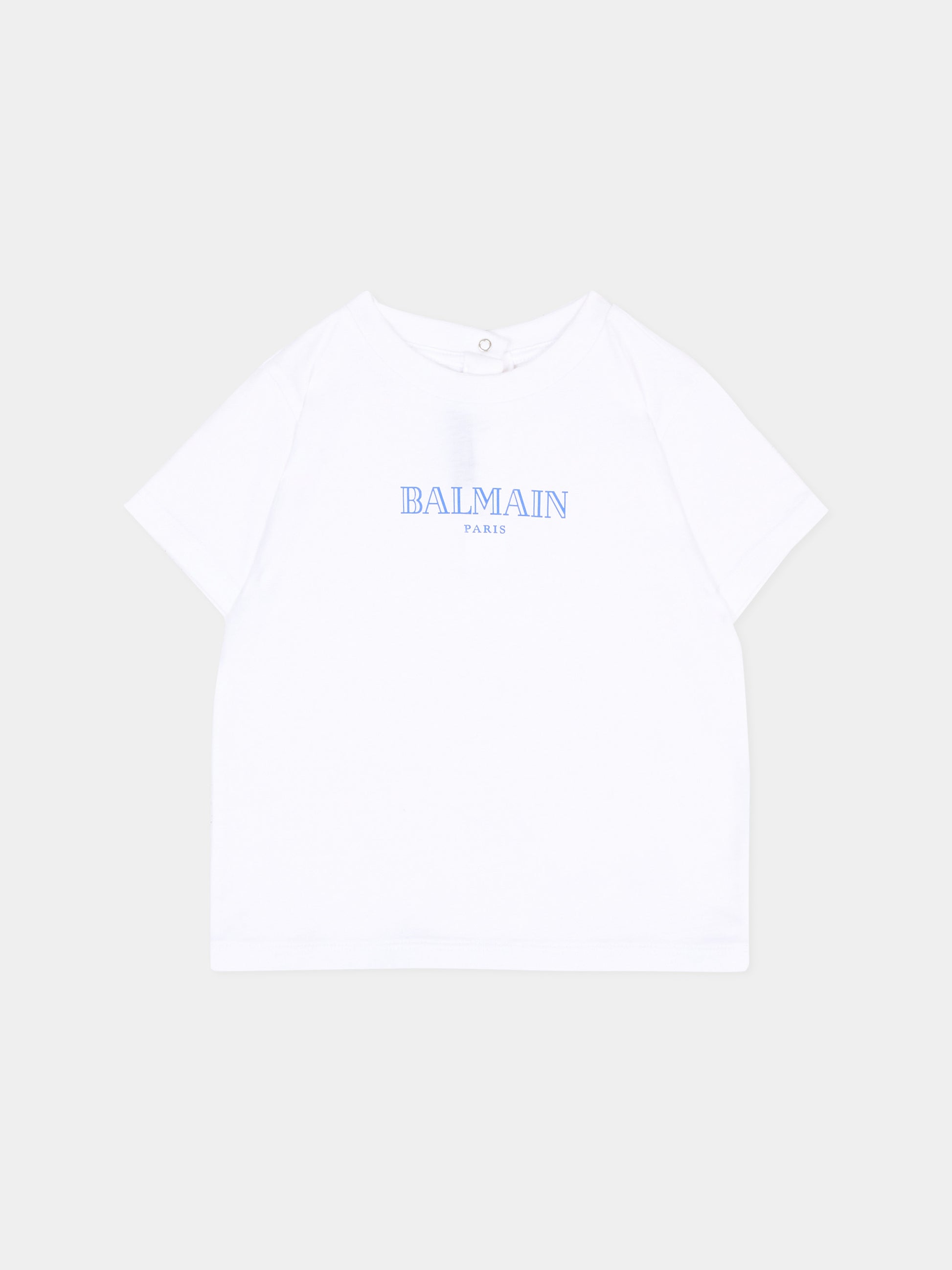 T-Shirt bianca per neonati con logo,Balmain Kids,BX8541 Z3186 100BL