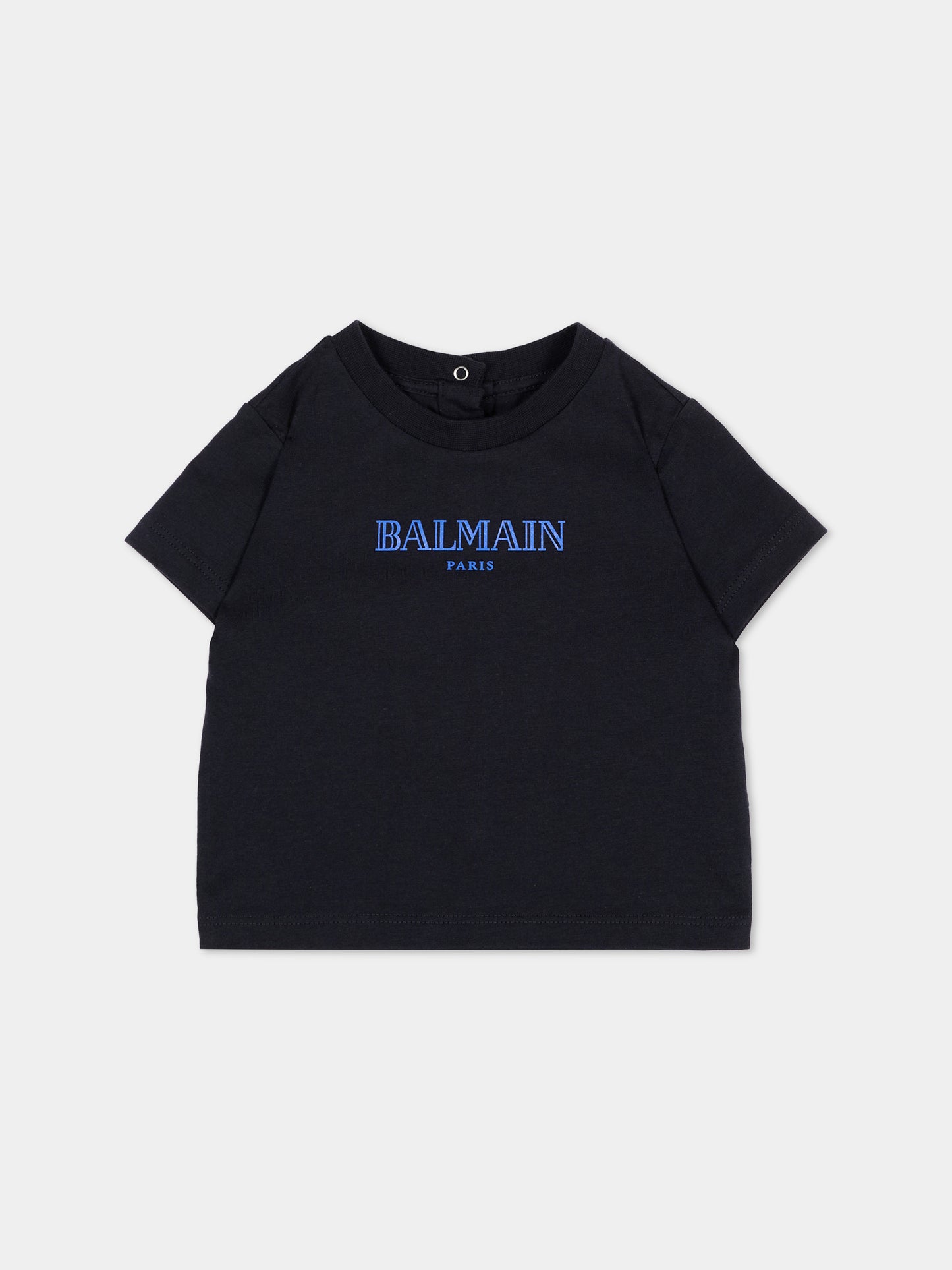 T-Shirt blu per bambini con logo,Balmain Kids,BX8541 Z3186 621BL