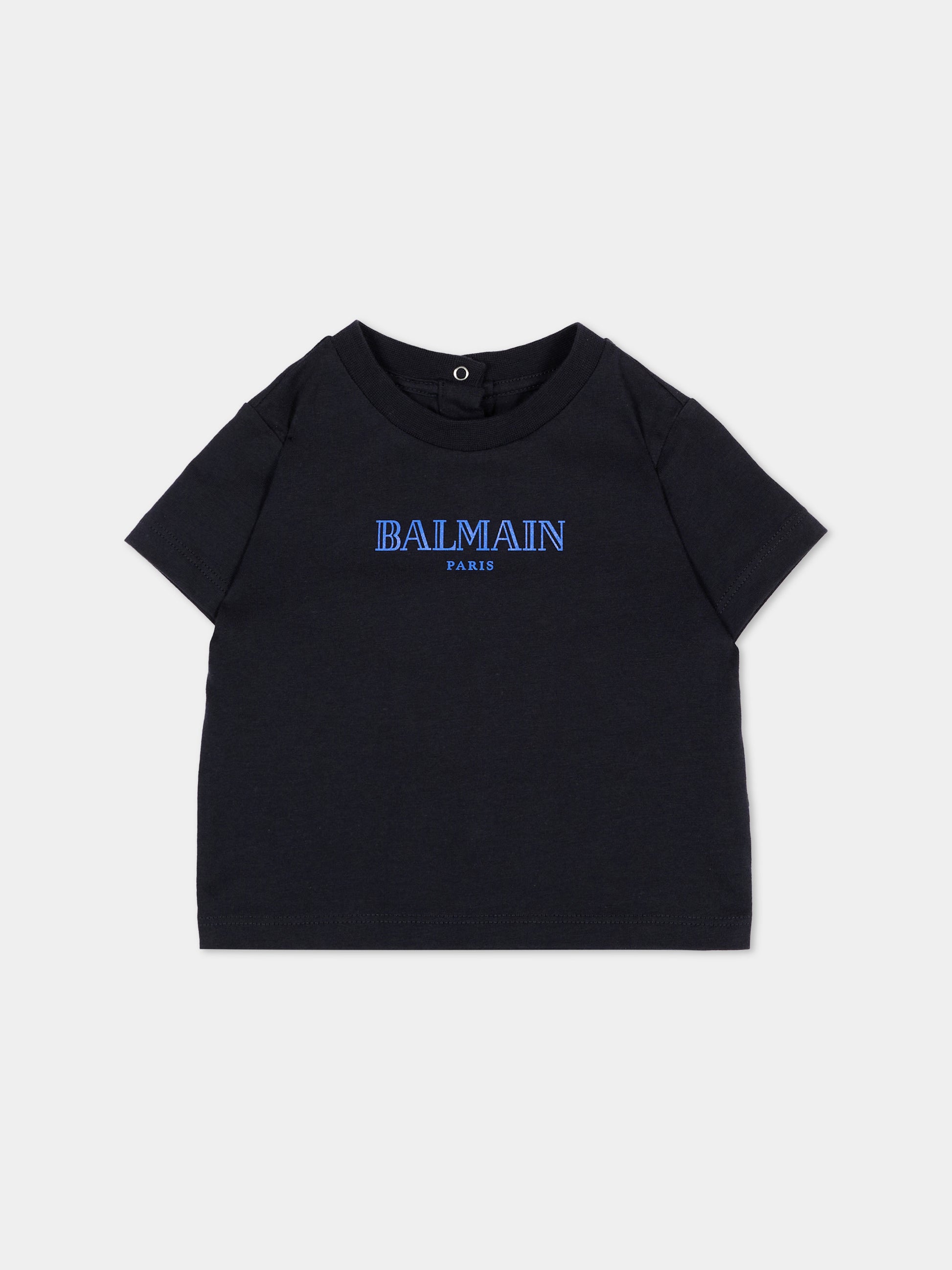 T-Shirt blu per bambini con logo,Balmain Kids,BX8541 Z3186 621BL