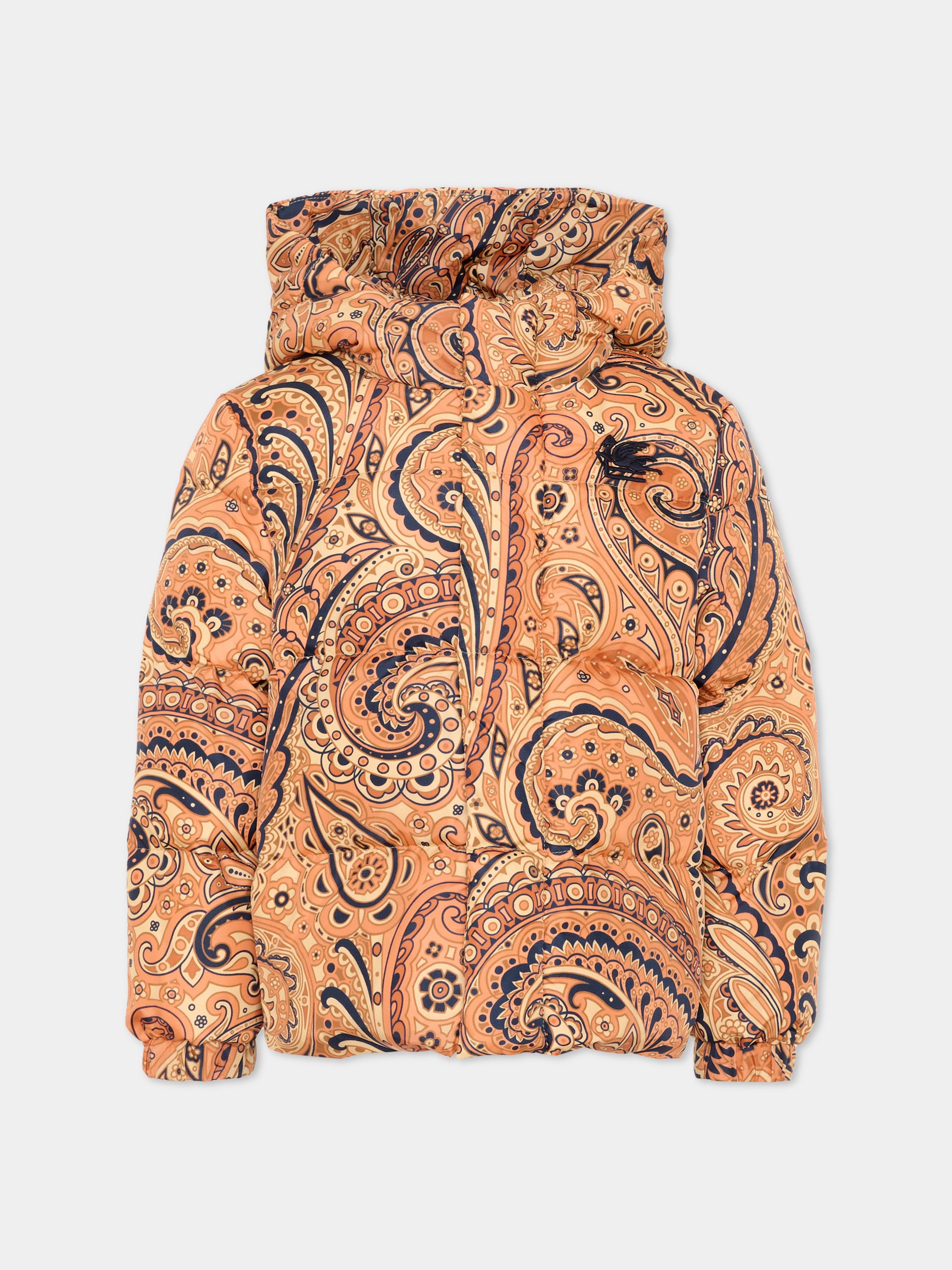 Piumino arancione per bambina con stampa paisley,Etro,GX2P97 N0381 405BL