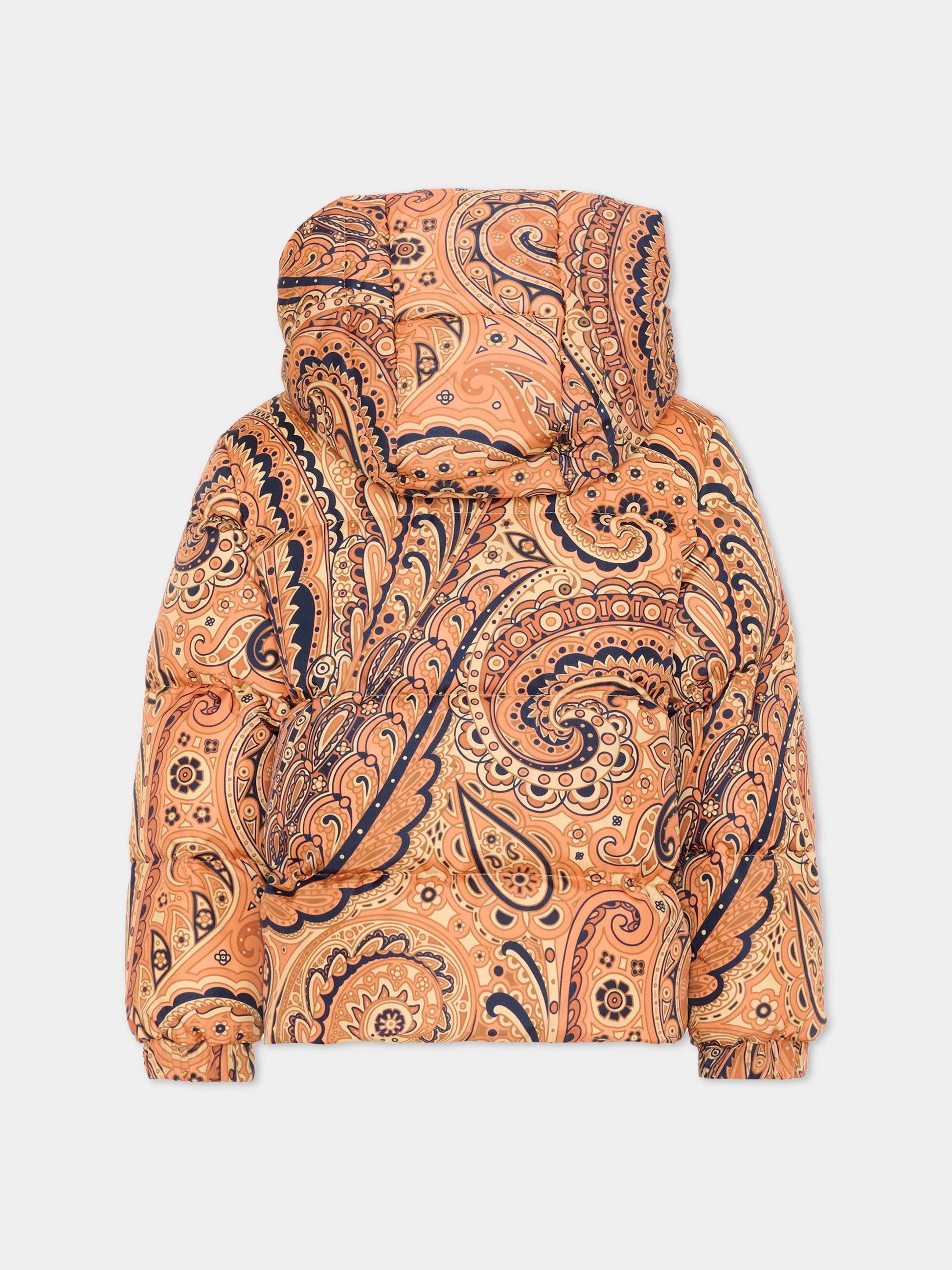 Piumino arancione per bambina con stampa paisley,Etro,GX2P97 N0381 405BL