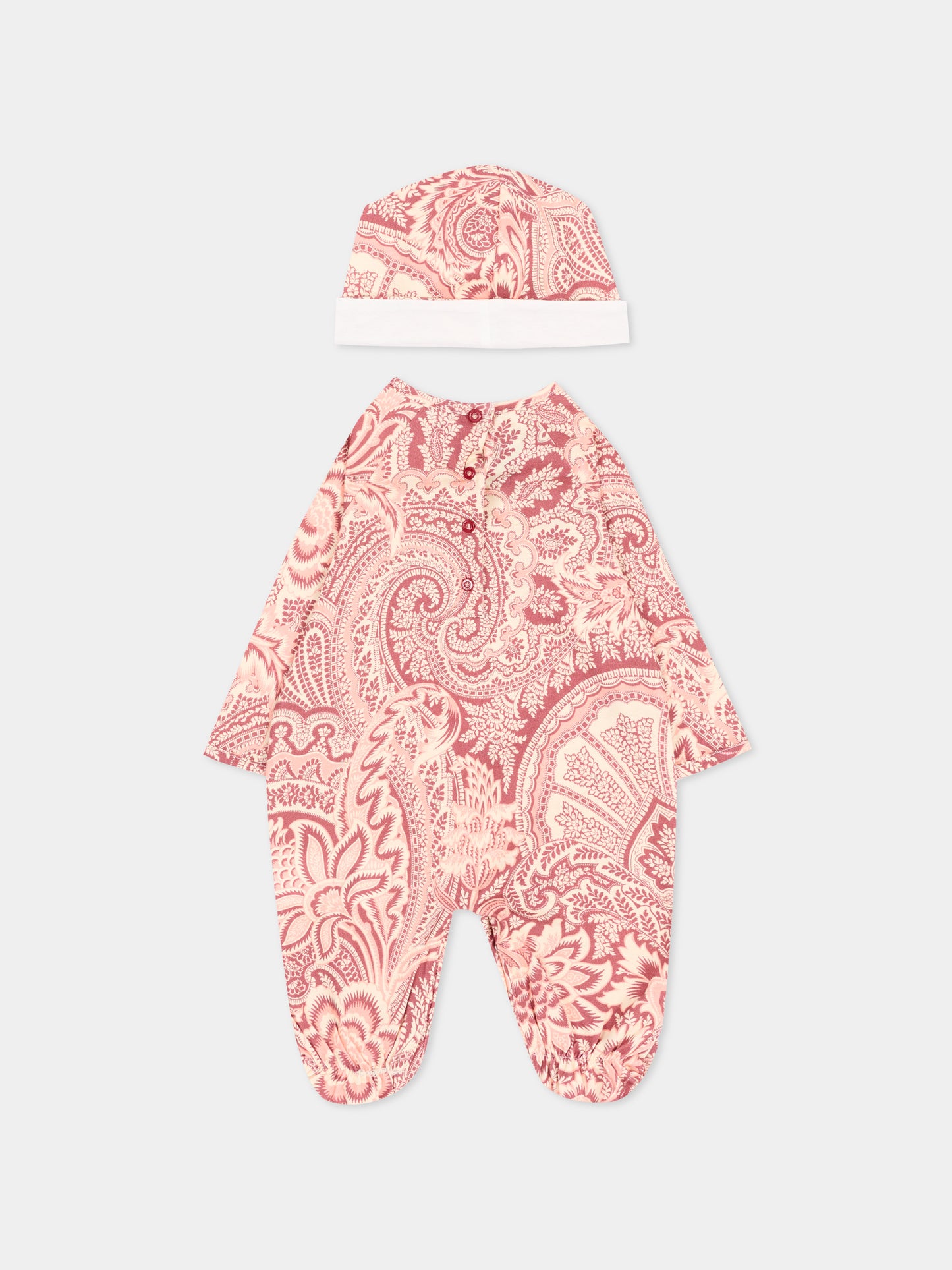 Set tutina rosa per neonati con stampa paisley,Etro,GXB540 Z3377 416RS