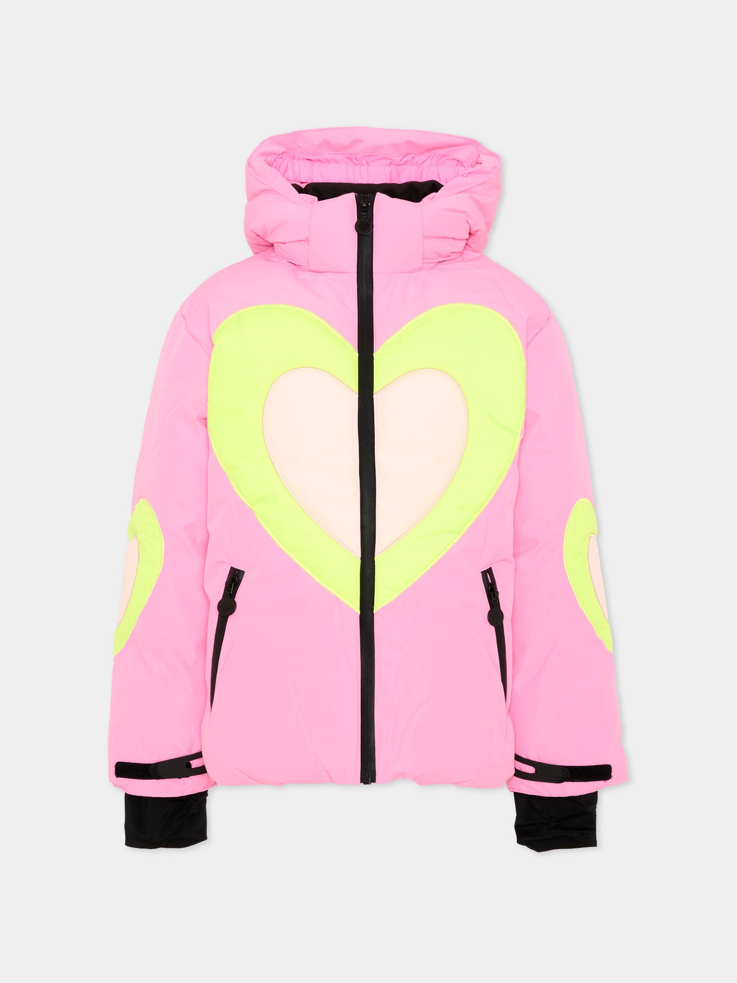 Piumino rosa per bambina con cuori,Stella Mccartney Kids,TX2C37 Z0432 552