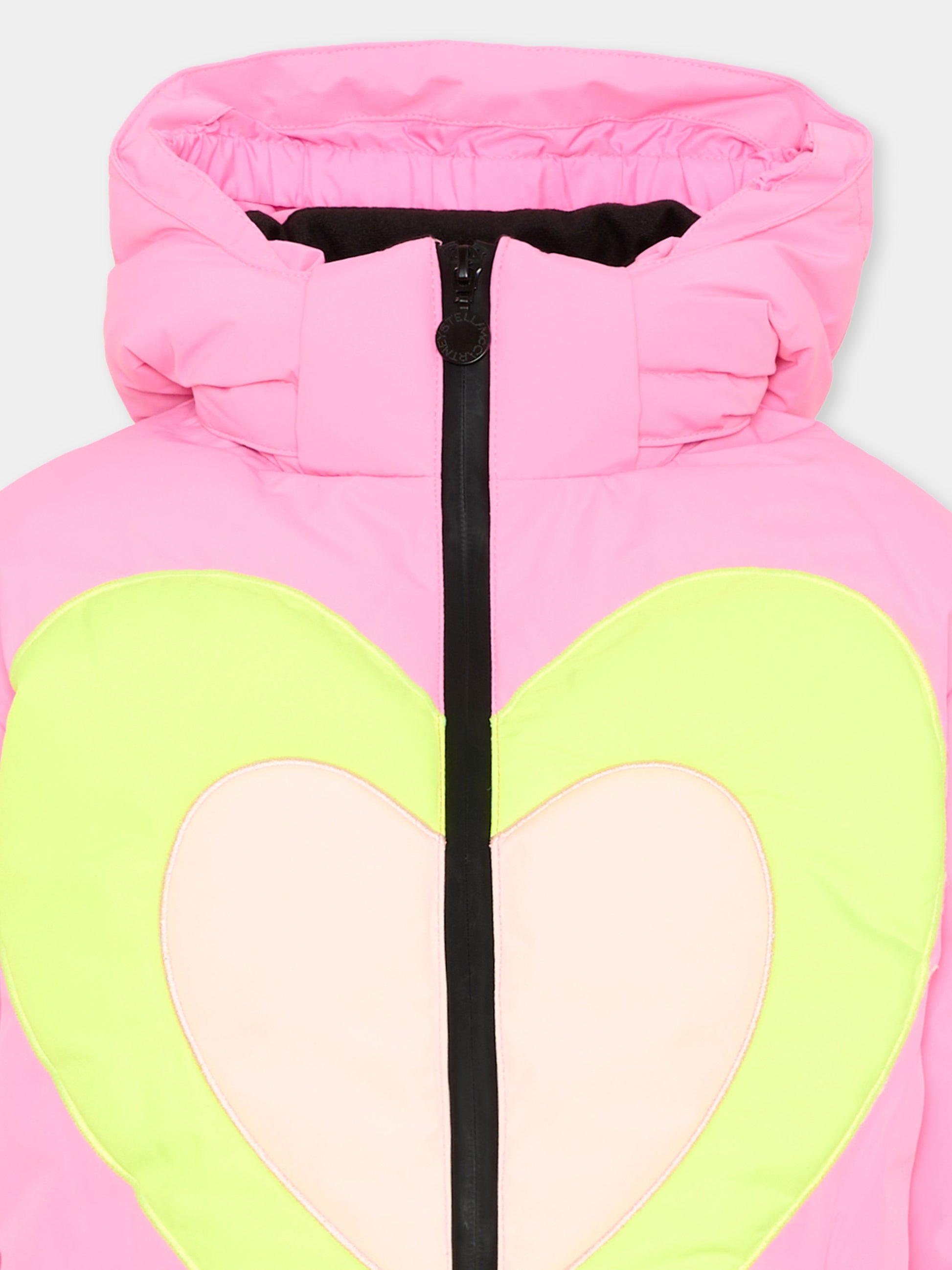 Piumino rosa per bambina con cuori,Stella Mccartney Kids,TX2C37 Z0432 552