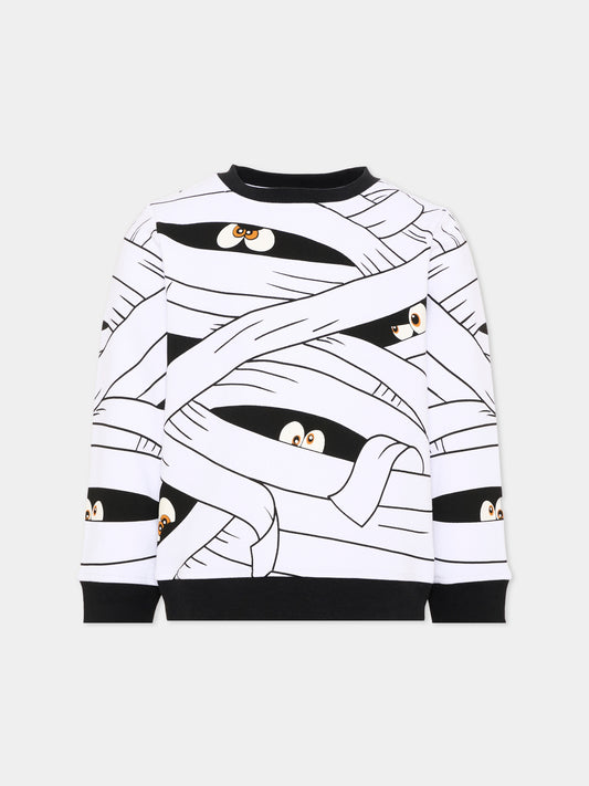 Felpa bianca per bambino con mummie,Stella Mccartney Kids,TX4P00 Z3084 100MC