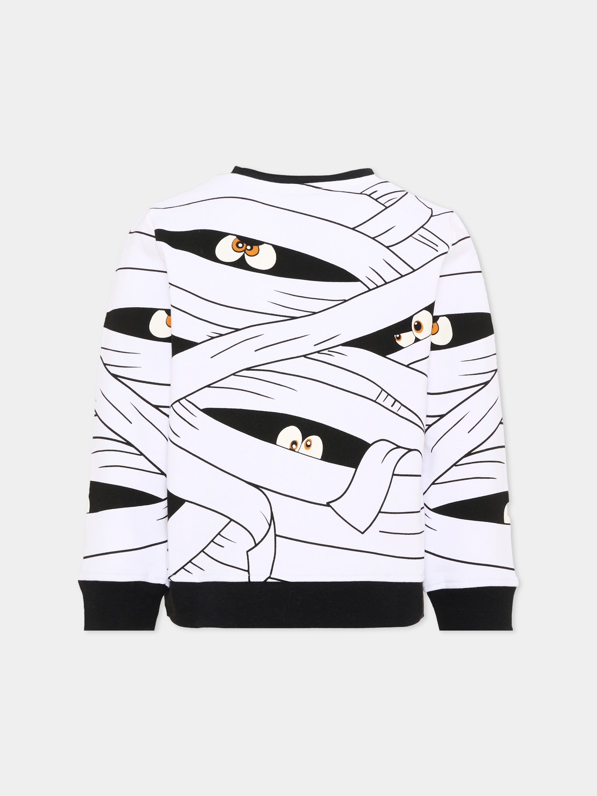 Felpa bianca per bambino con mummie,Stella Mccartney Kids,TX4P00 Z3084 100MC