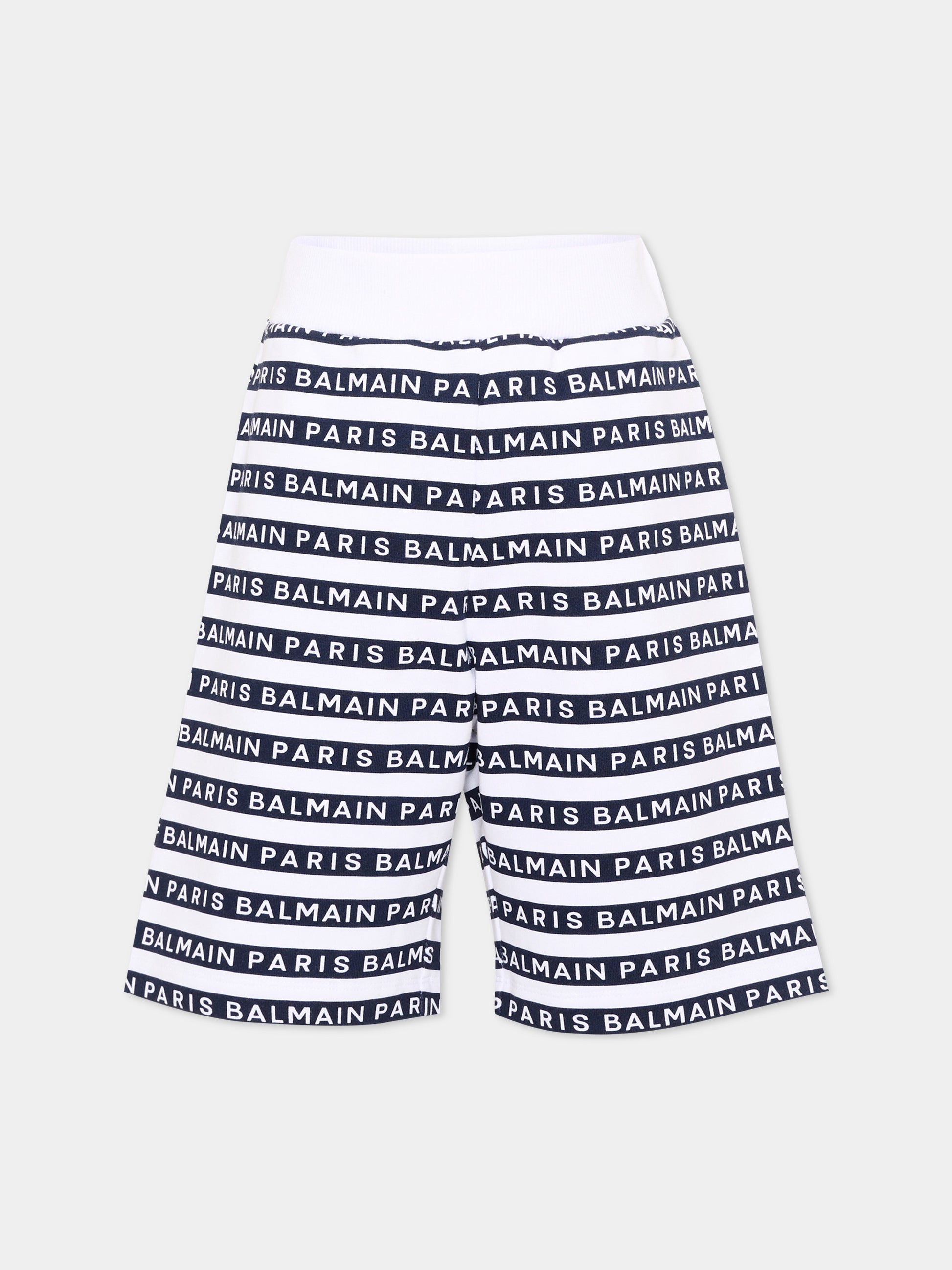 Shorts sportivi blu per bambini con logo,Balmain Kids,BU6P99 Z1909 100BL