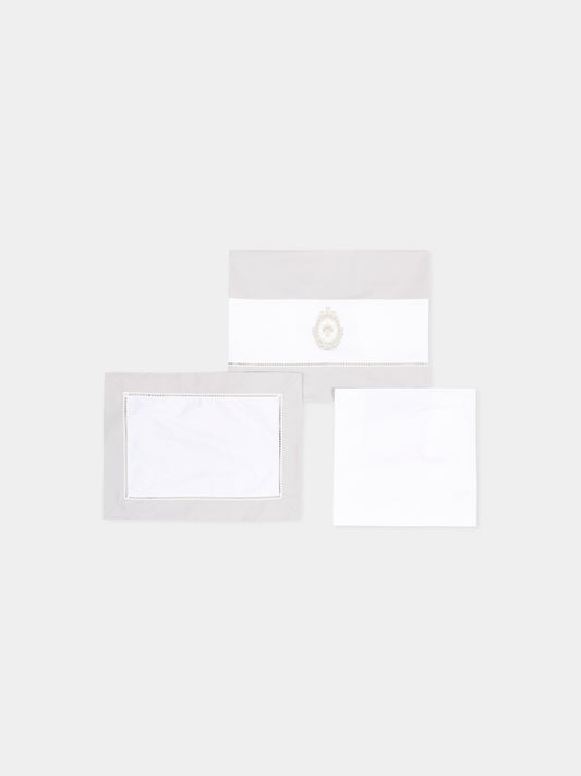 Lenzuola grigio per neonati con ricamo,Etro,GU0550 P0426 956