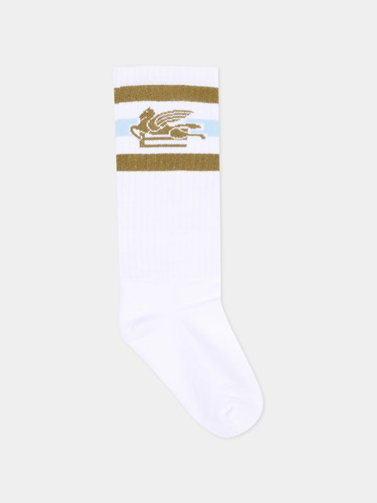 Calzino bianco per bambini con Pegaso,Etro,GU0B10 Z0396 100VE