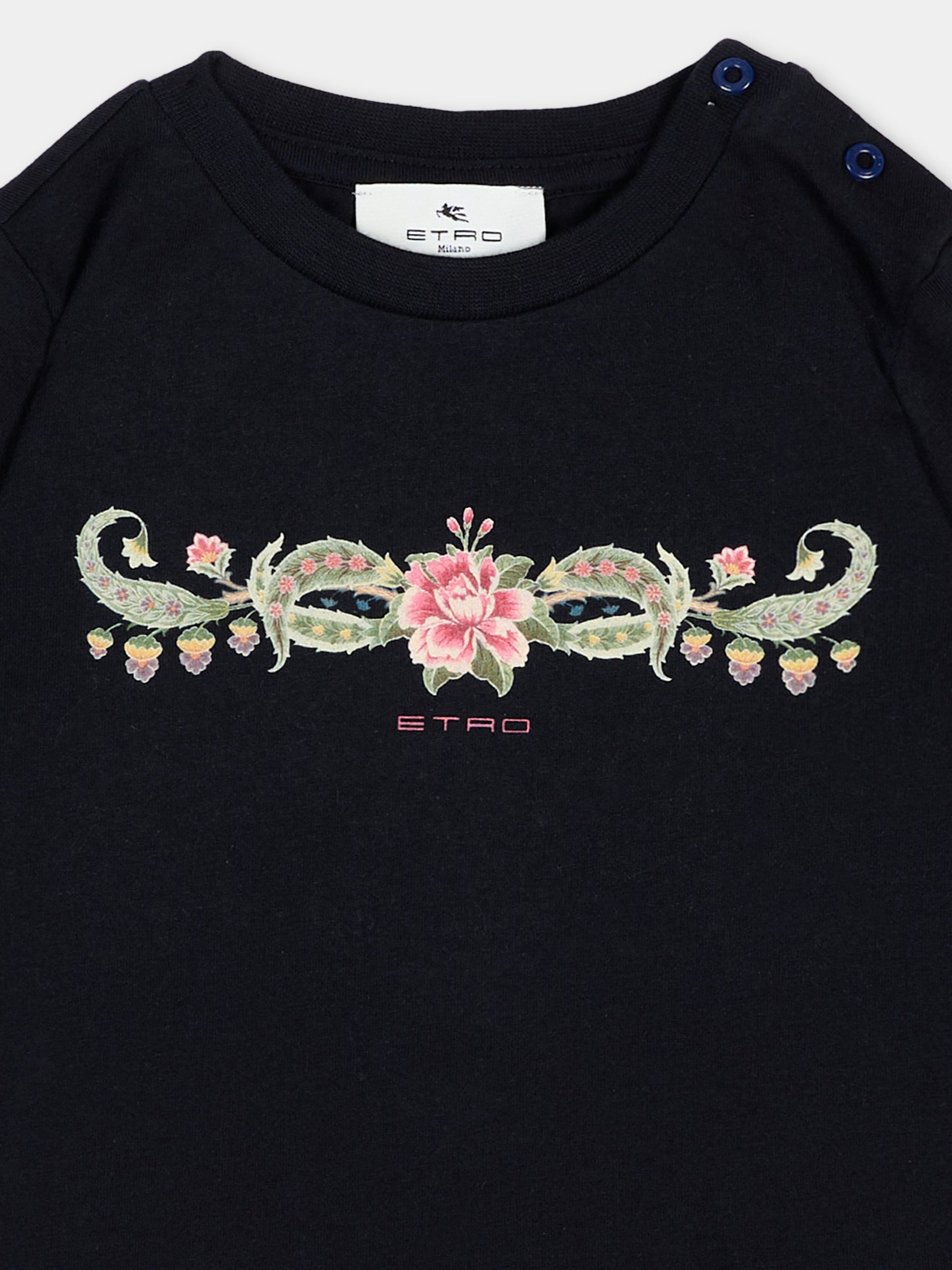 T-Shirt nera per neonata con Pegaso,Etro,GV8011 Z2081 635