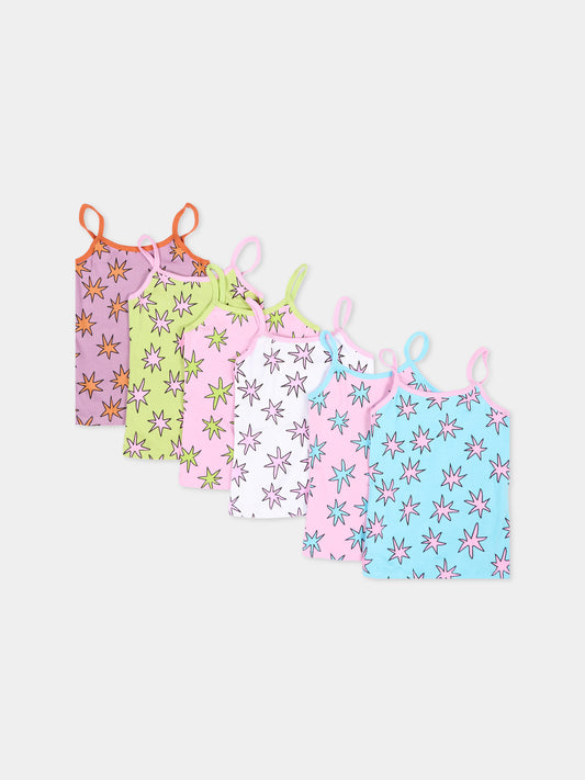Canotta multicolor per bambina con stelle,Stella Mccartney Kids,TV0A59 Z2313 999MC