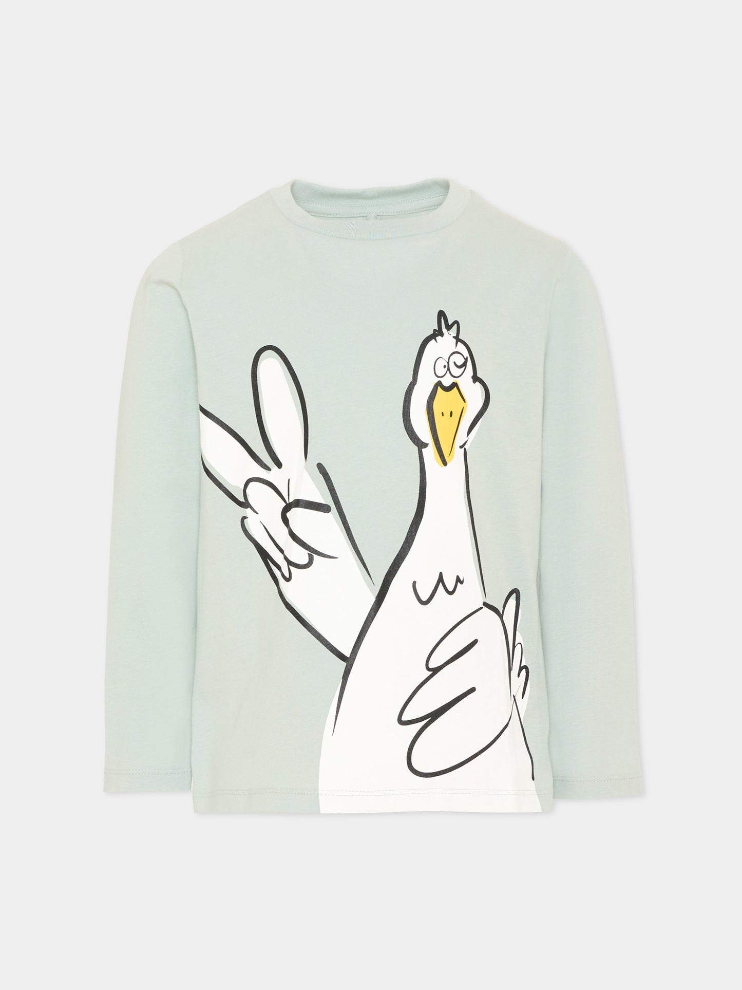 T-Shirt verde per bambino con gallina,Stella Mccartney Kids,TV8S00 Z0434 710