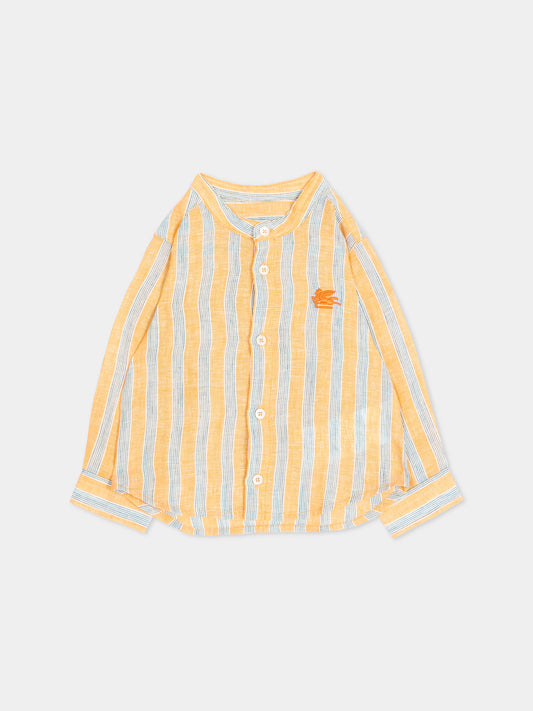 Camicia arancione per neonato con Pegaso,Etro,GW5530 Z2877 400AZ