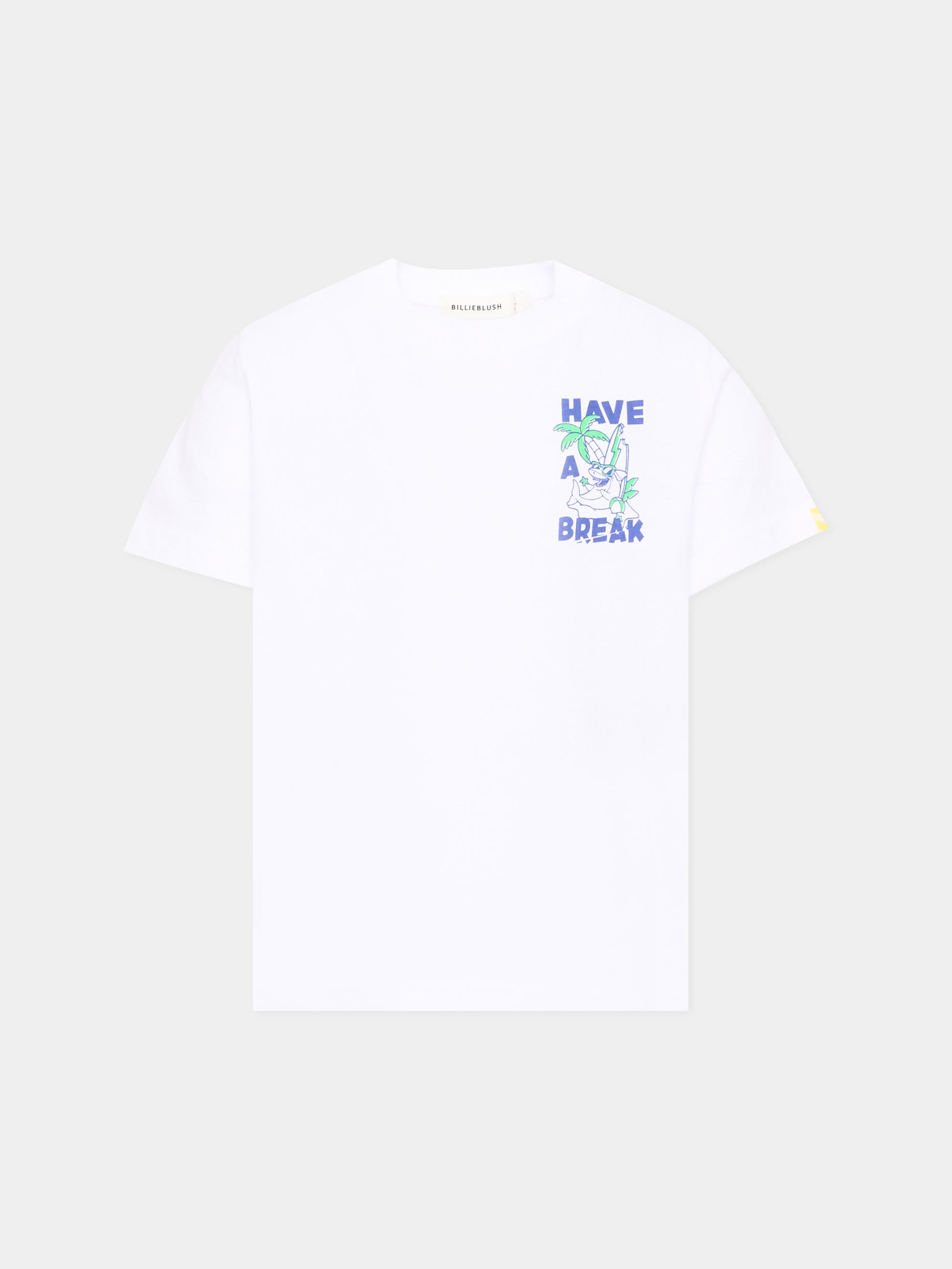 T-shirt bianca per bambina con squalo,Billieblush,U21705 10P