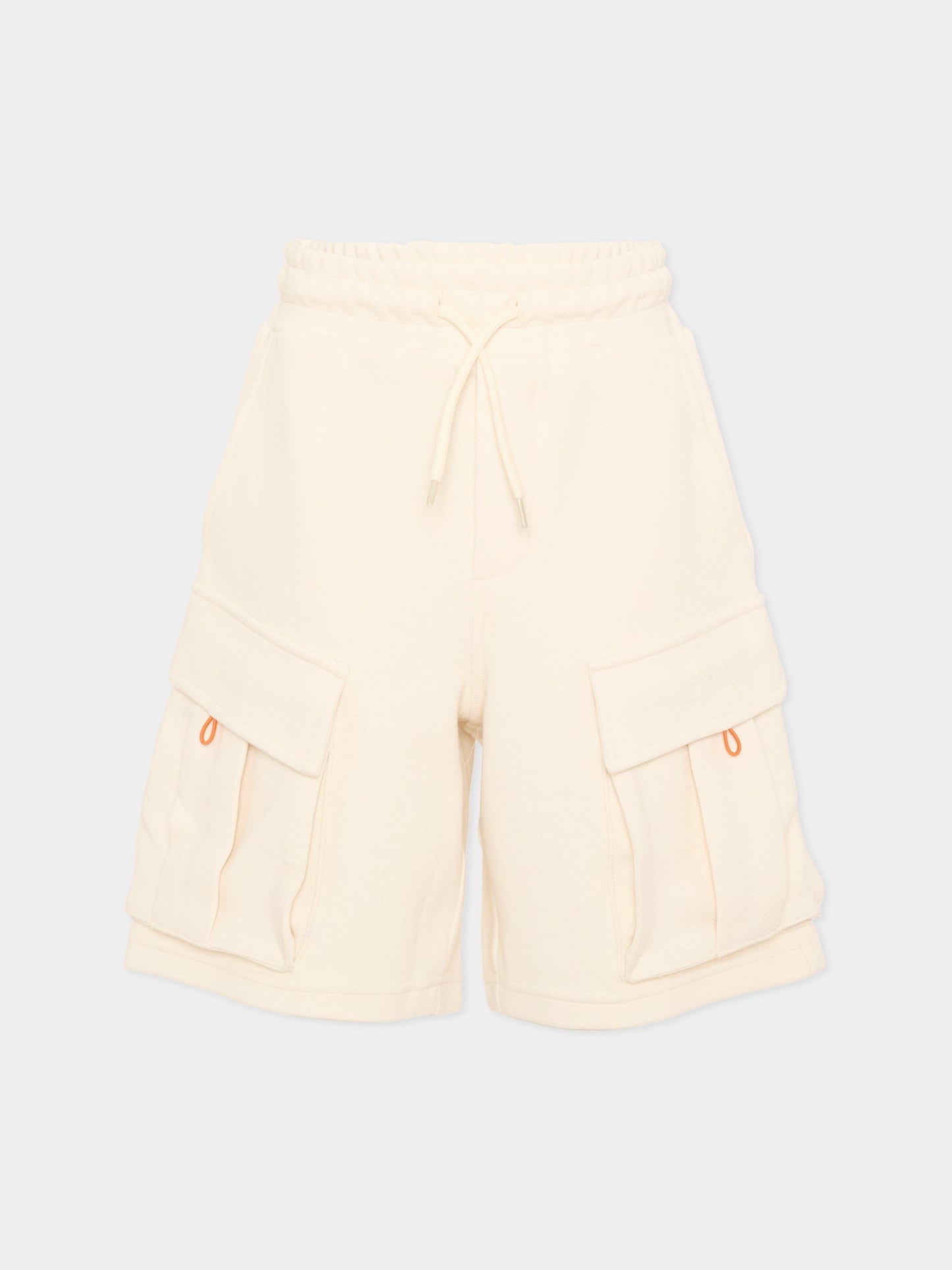 Shorts avorio per bambino con tasche cargo,Dkny,D62523 519