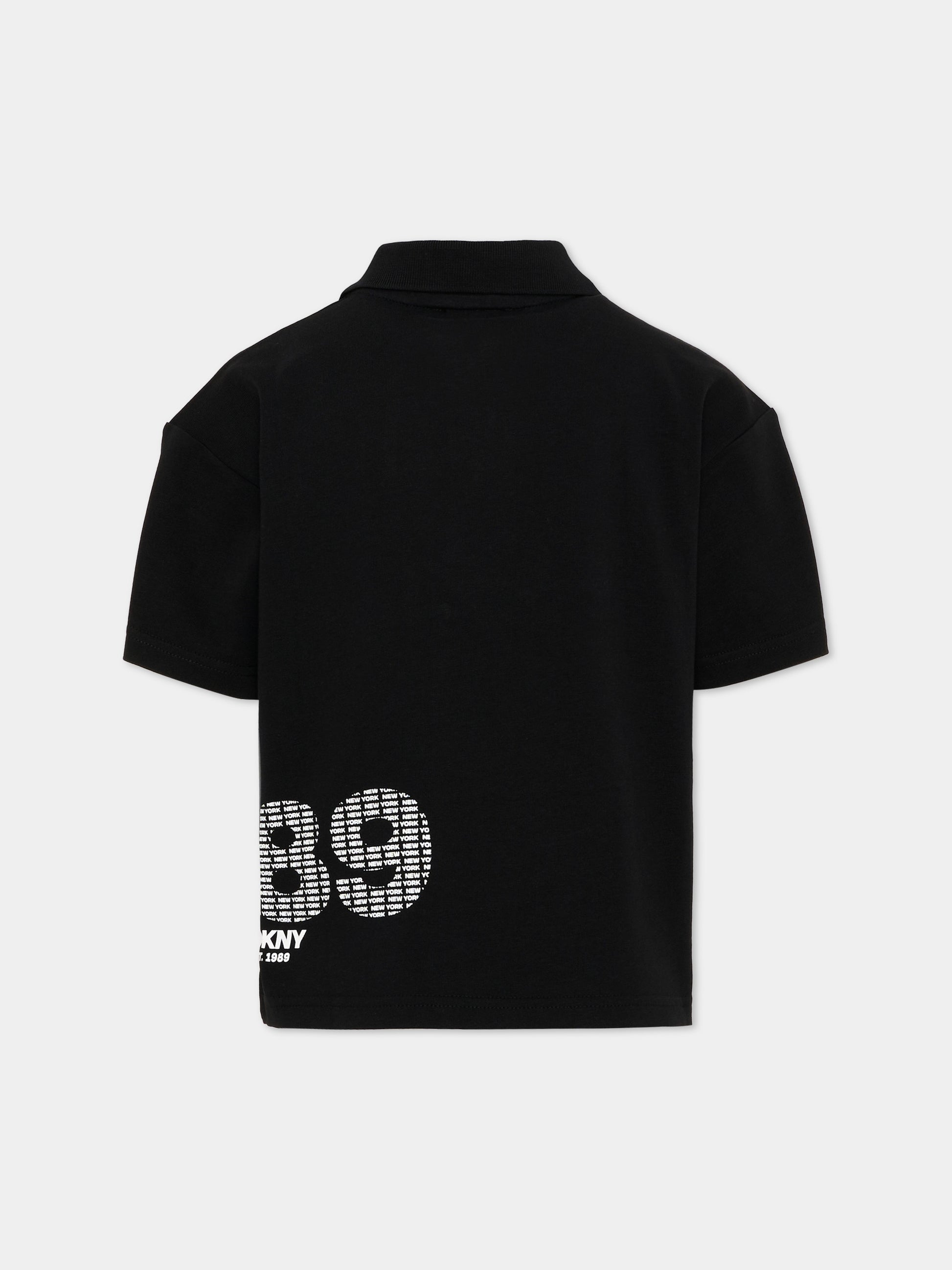 Polo nera per bambino con logo,Dkny,D62534 09B