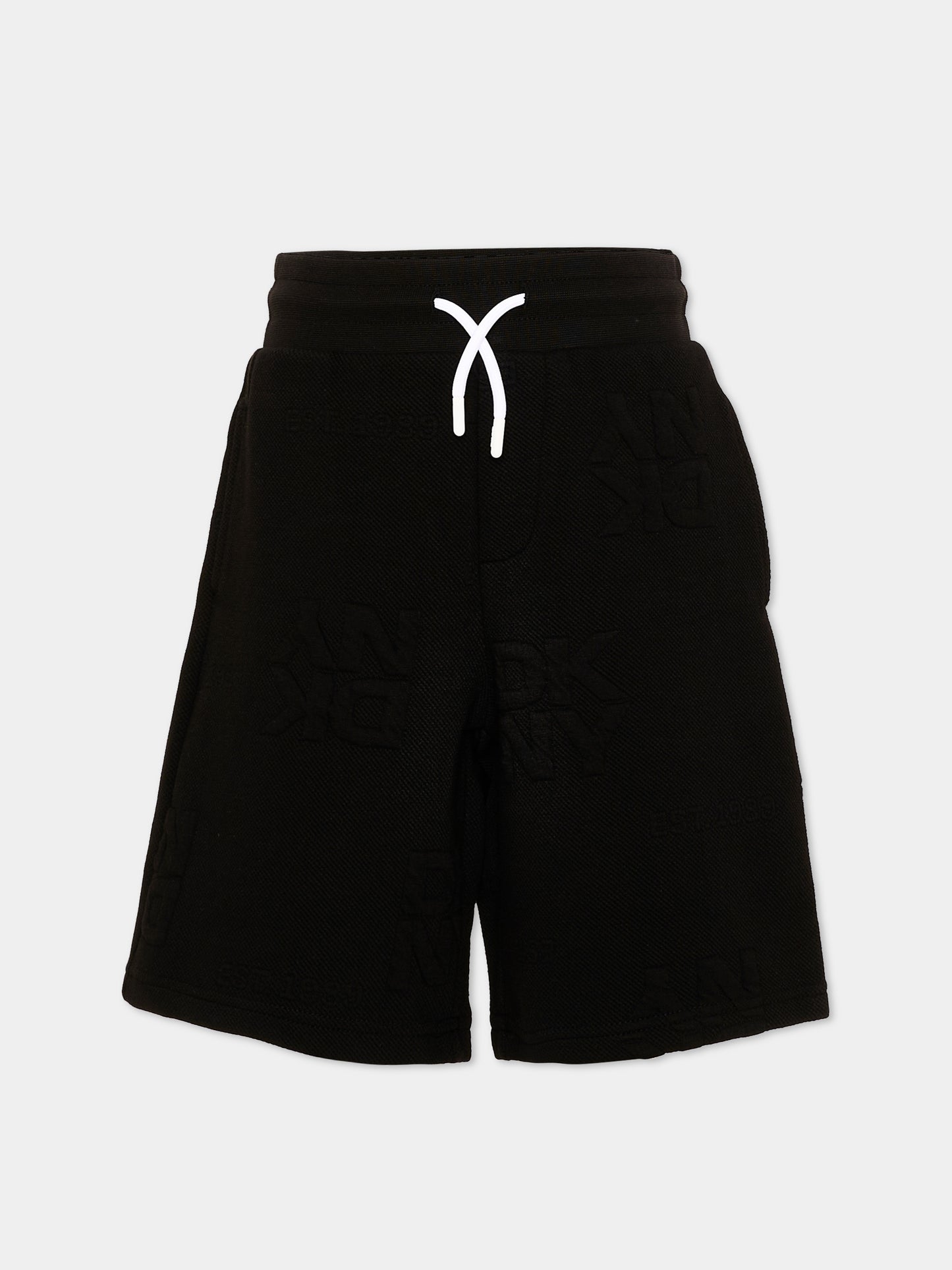 Shorts sportivi neri per bambino con logo,Dkny,D62525 09B