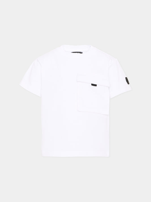 T-Shirt bianca per bambino con logo,Dkny,D62545 10P