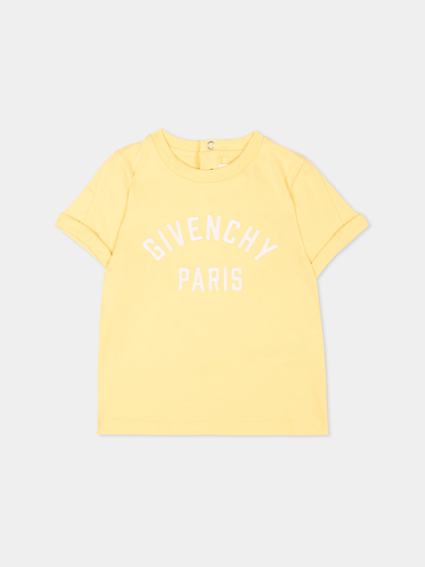T-Shirt gialla per neonati con logo,Givenchy Kids,H31230 524