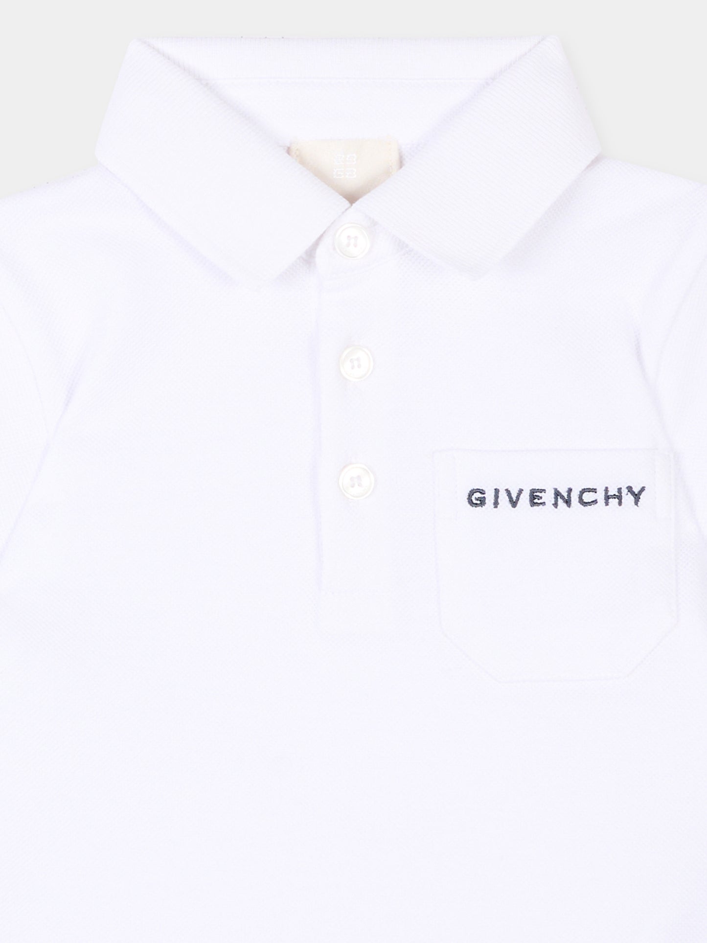 Polo bianca per neonato con logo,Givenchy Kids,H31204 10P