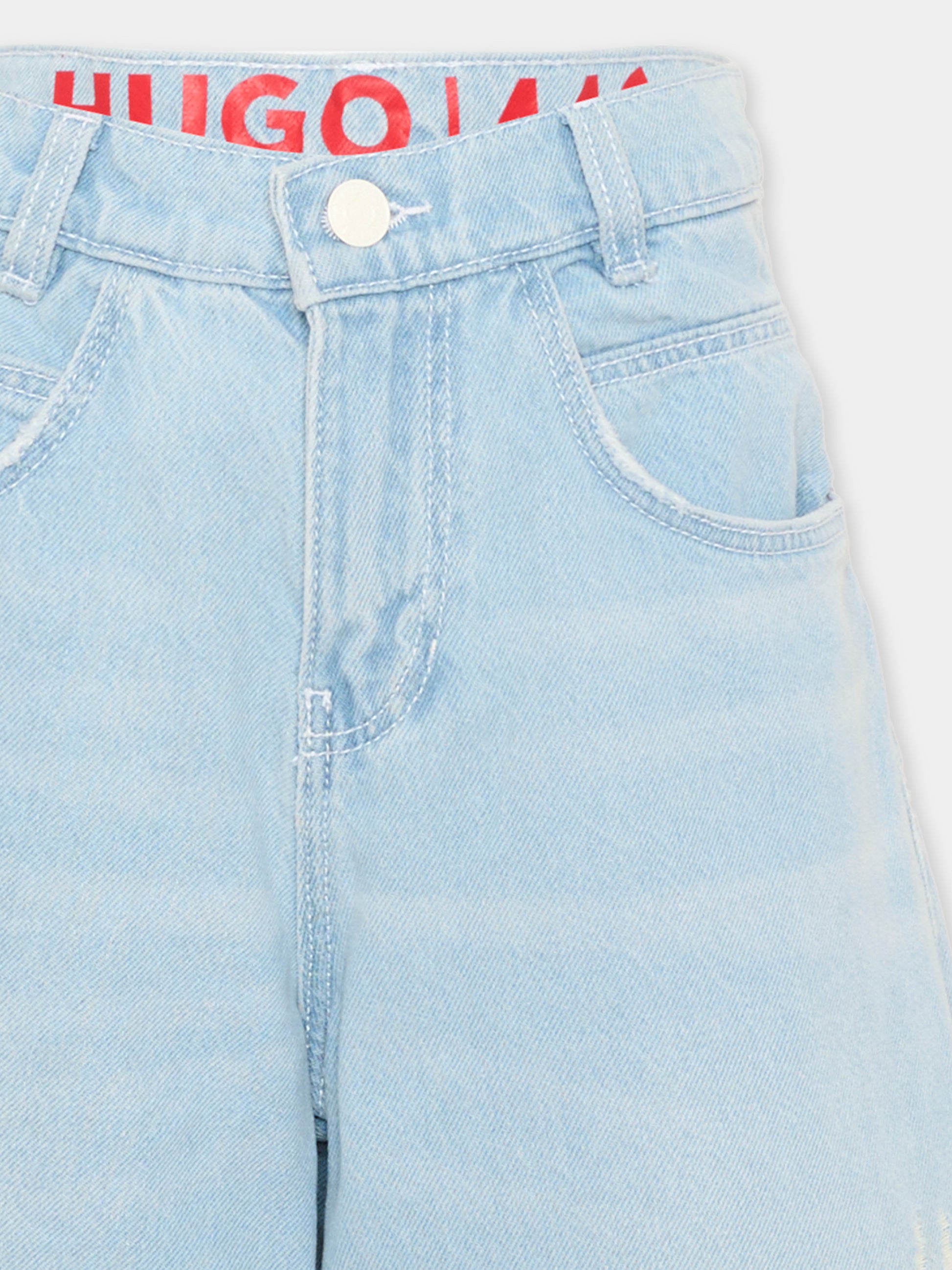Shorts denim per bambino con logo,Hugo,G00993 Z74