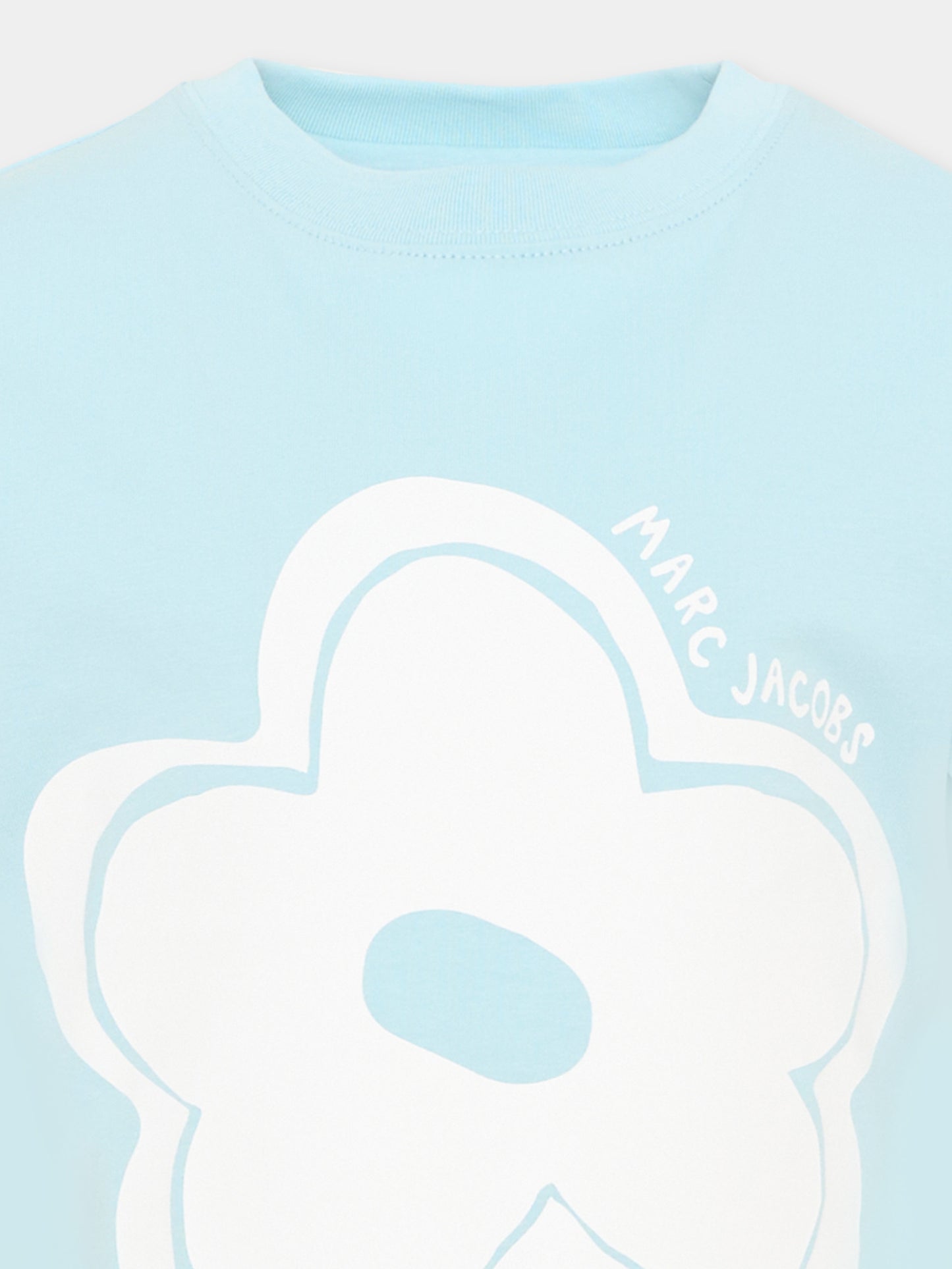 T-shirt celeste per bambina con fiore,Marc Jacobs,W60735 77B
