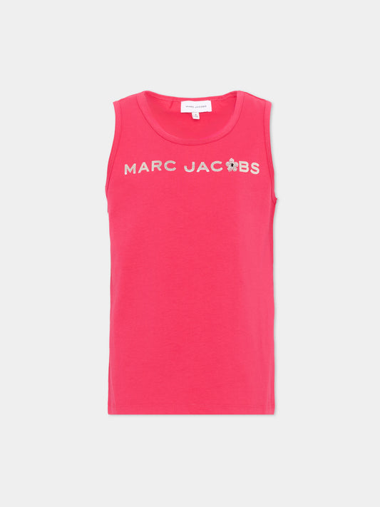 Canotta fucsia per bambina con logo,Marc Jacobs,W60744 437