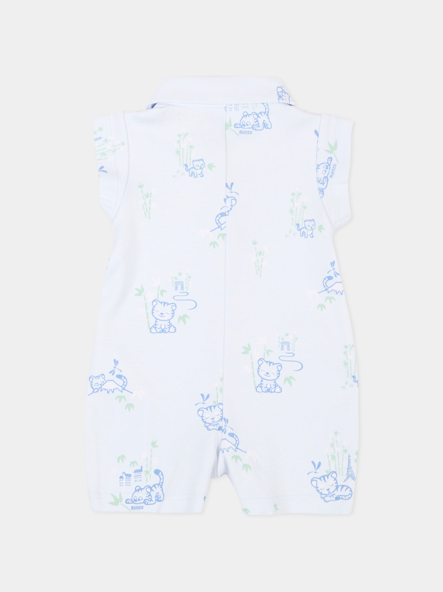 Pagliaccetto celeste per neonato con tigri,Kenzo Kids,K61599 77M