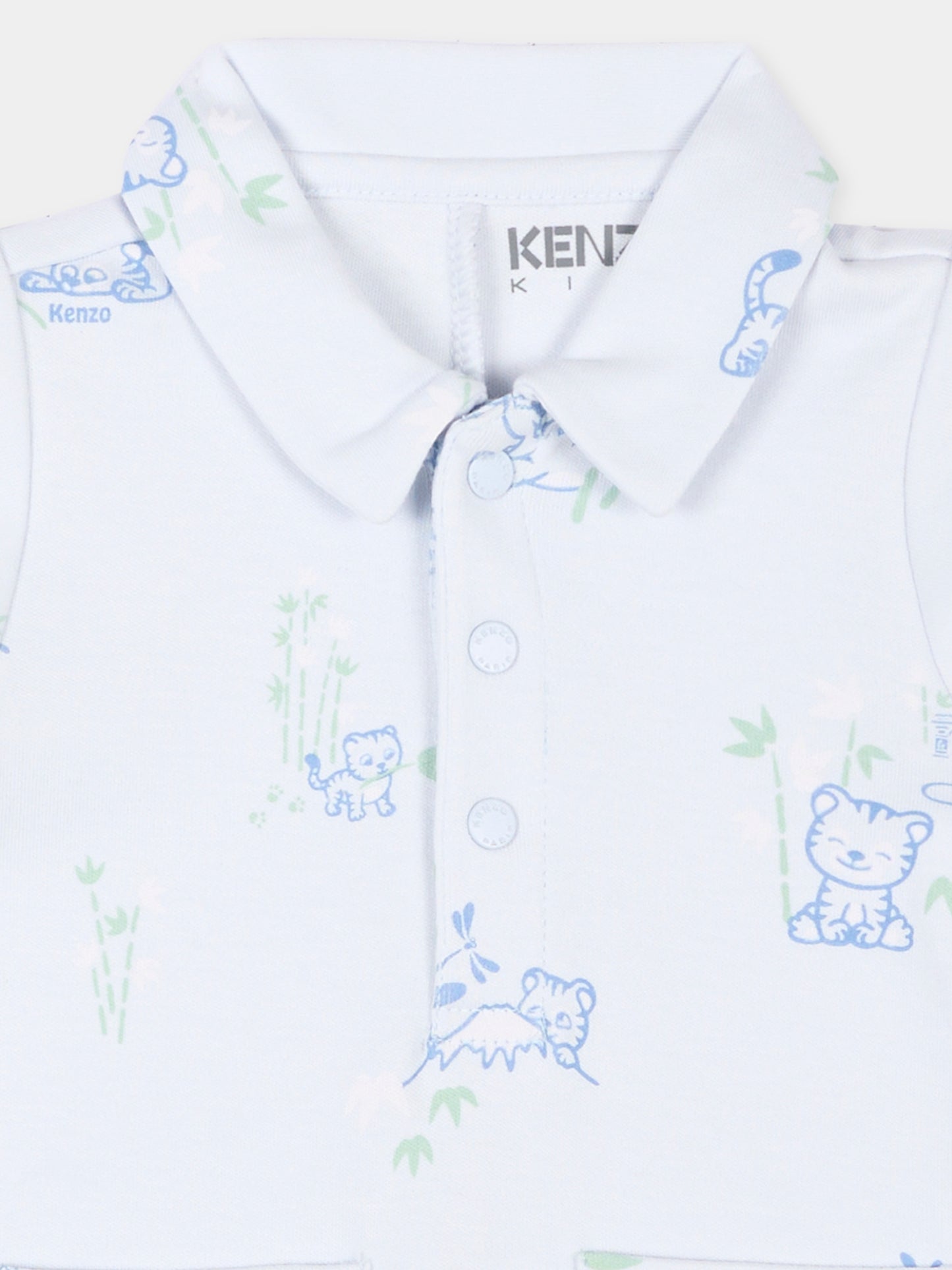 Pagliaccetto celeste per neonato con tigri,Kenzo Kids,K61599 77M