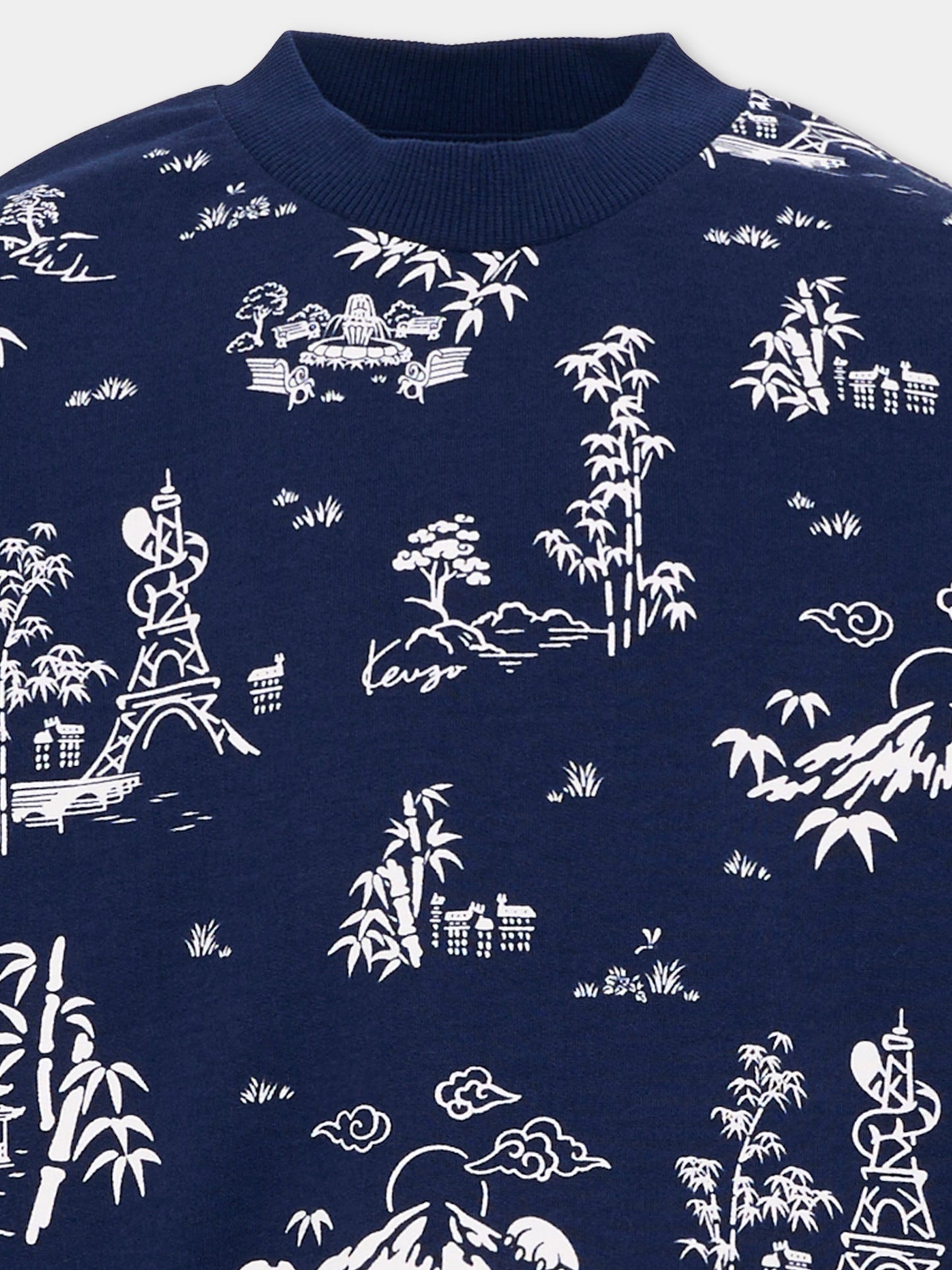 Felpa blu per bambino con patch logo,Kenzo Kids,K61658 84N
