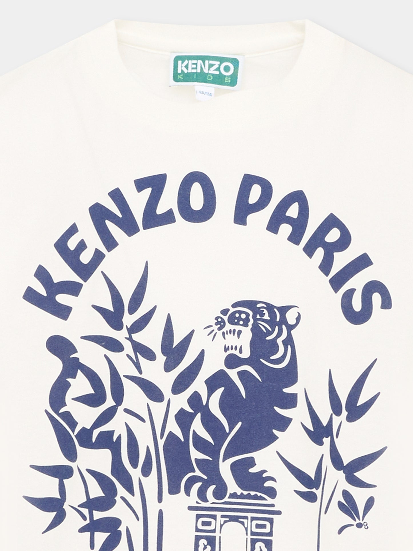 T-Shirt avorio per bambino con logo,Kenzo Kids,K61697 117