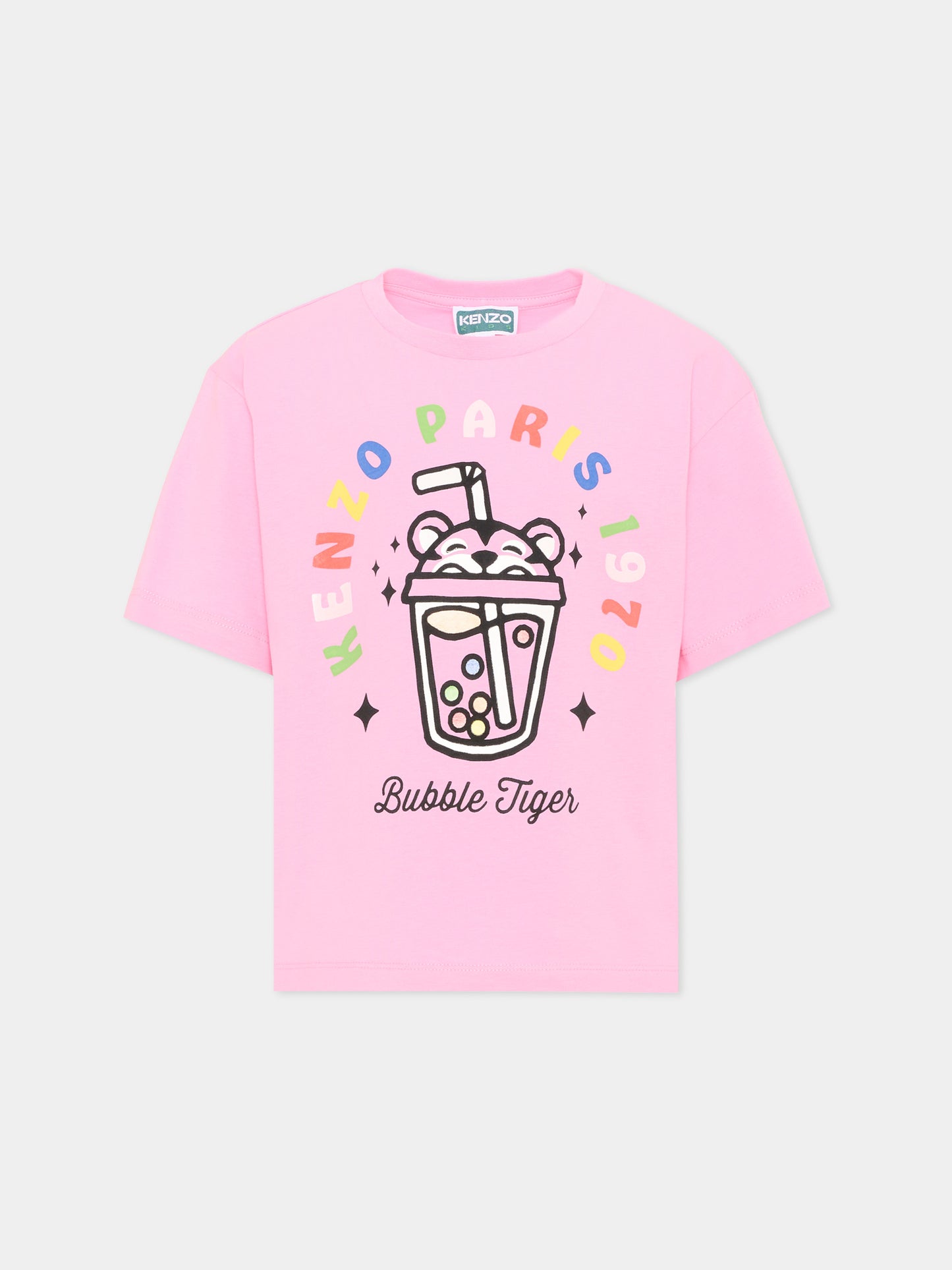 T-shirt rosa per bambina con logo,Kenzo Kids,K61769 47F