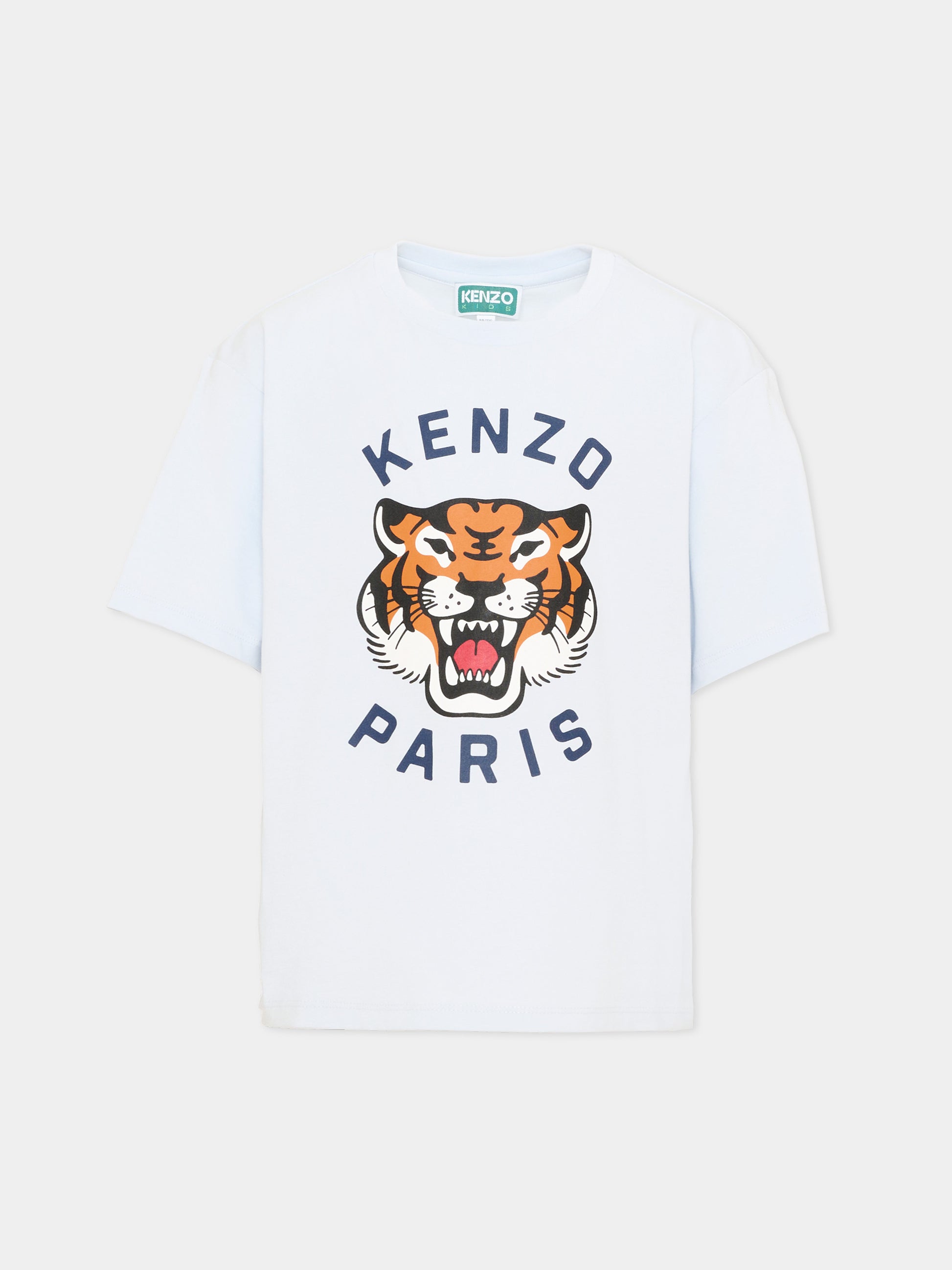 T-shirt celeste per bambini con logo,Kenzo Kids,K61804 77M