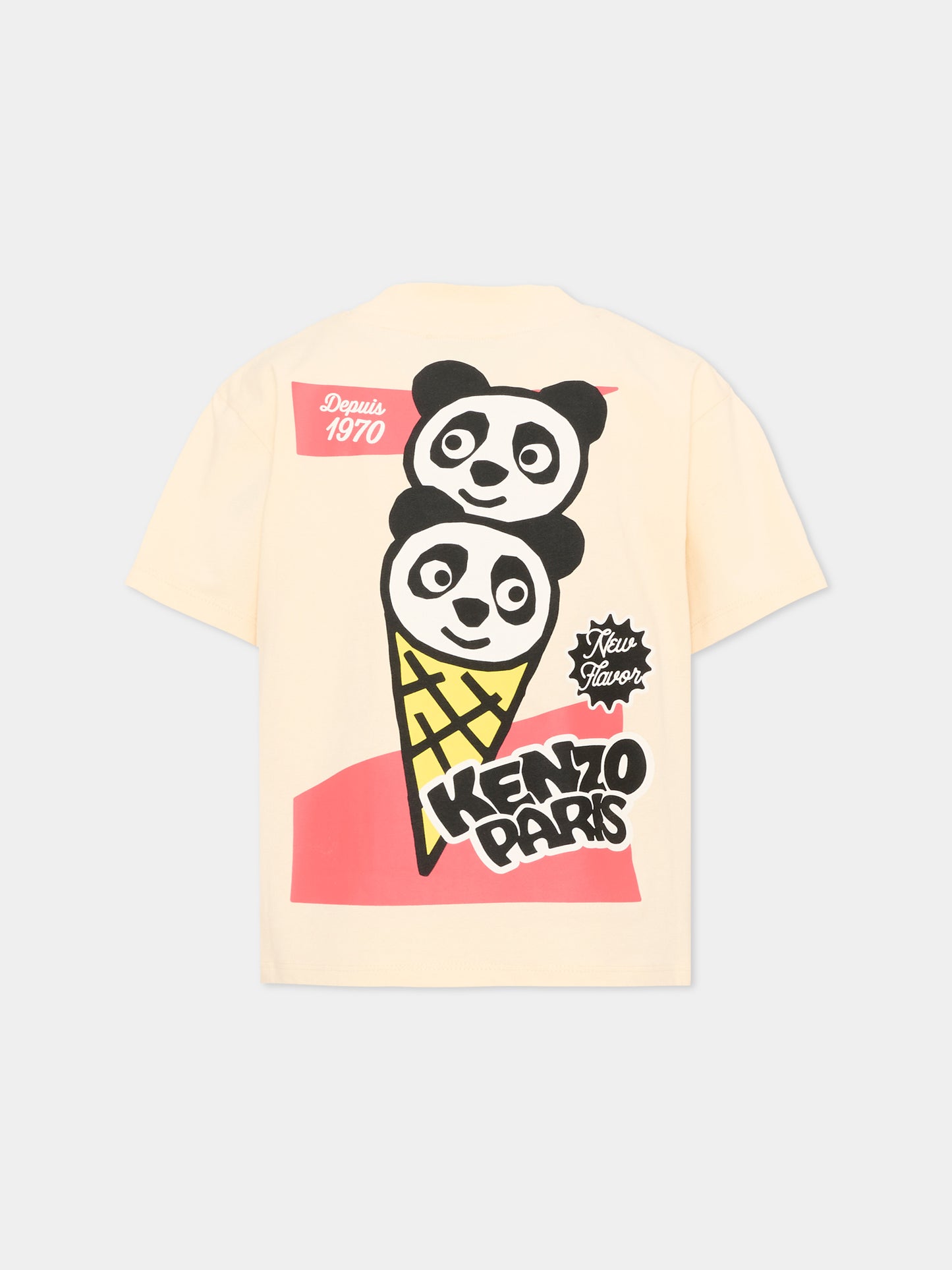 T-Shirt avorio per bambini con logo,Kenzo Kids,K61678 208