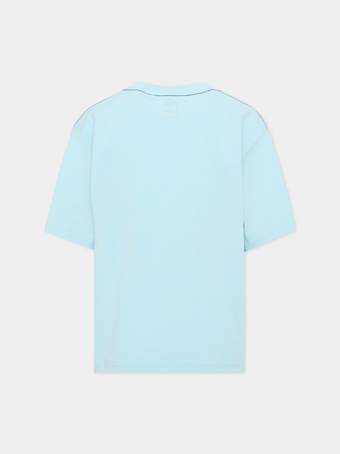 T-Shirt celeste per bambino con logo,Timberland,T60791 77B