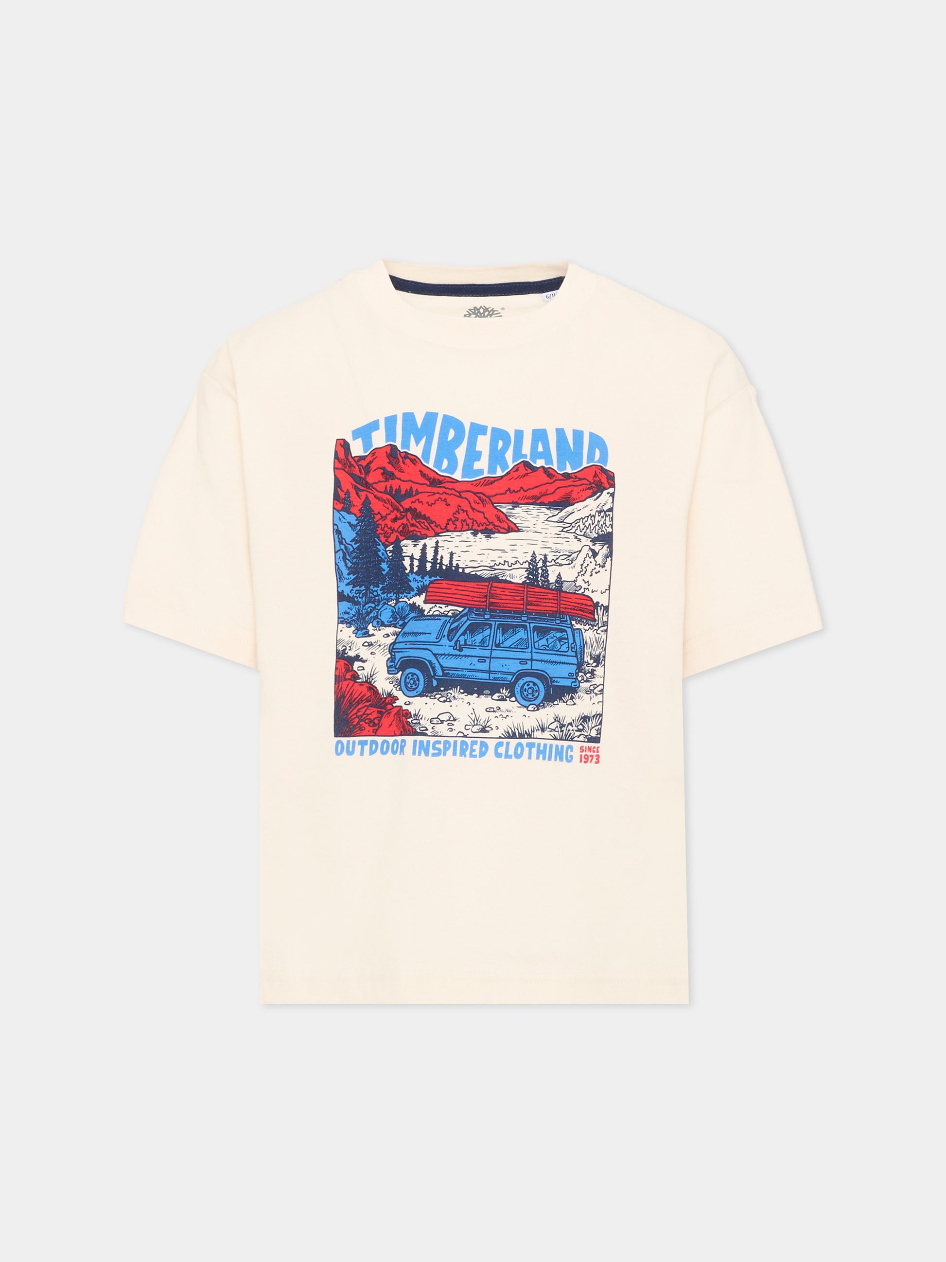 T-shirt avorio per bambino con stampa,Timberland,T60795 127