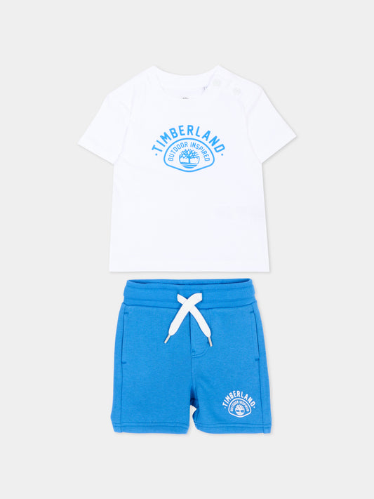 Completo sportivo azzurro per neonato con logo,Timberland,T60859 10P