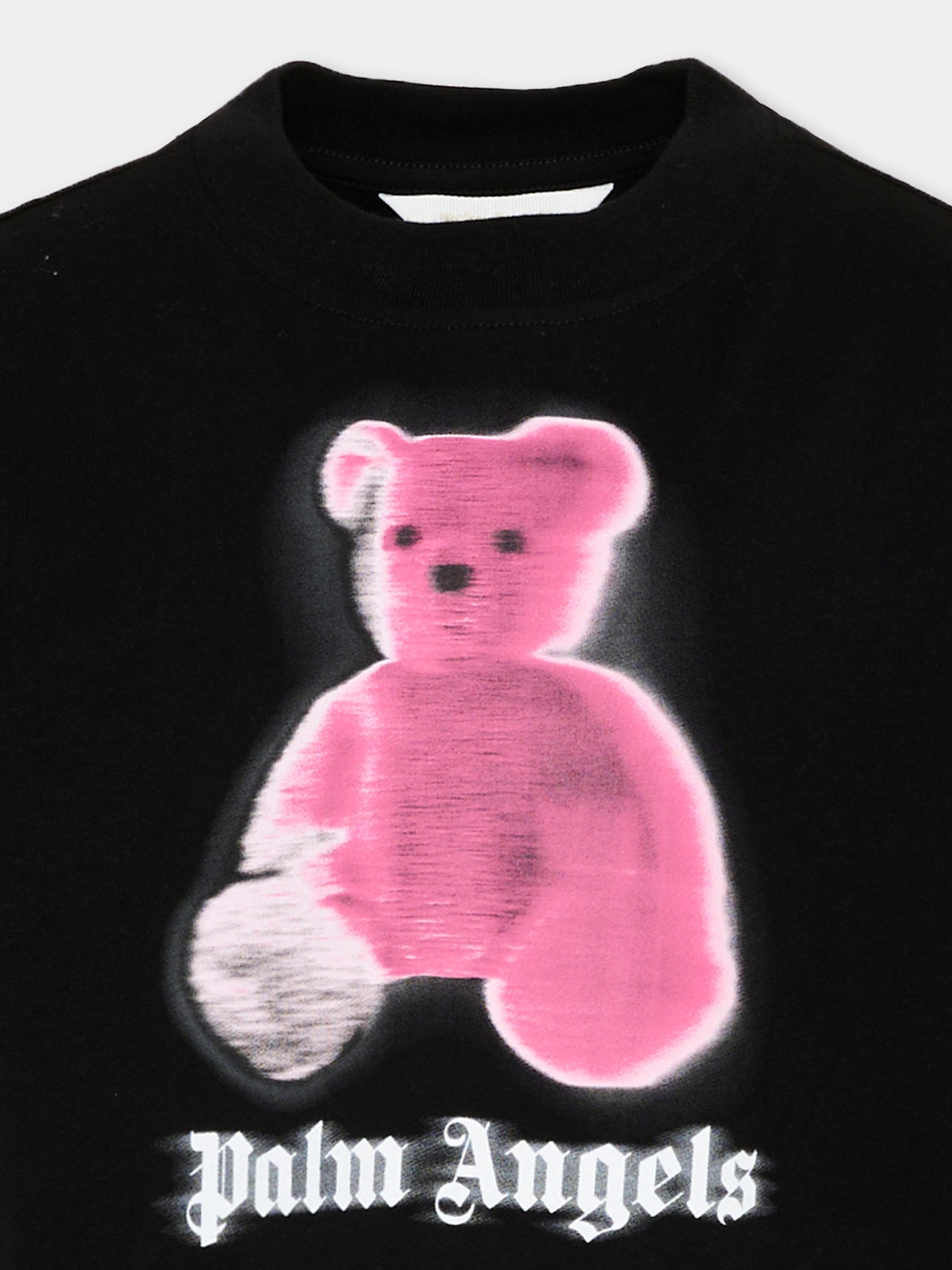 T-shirt nera per bambino con Teddy Bear,Palm Angels,PBAA003S26JER005 110/02