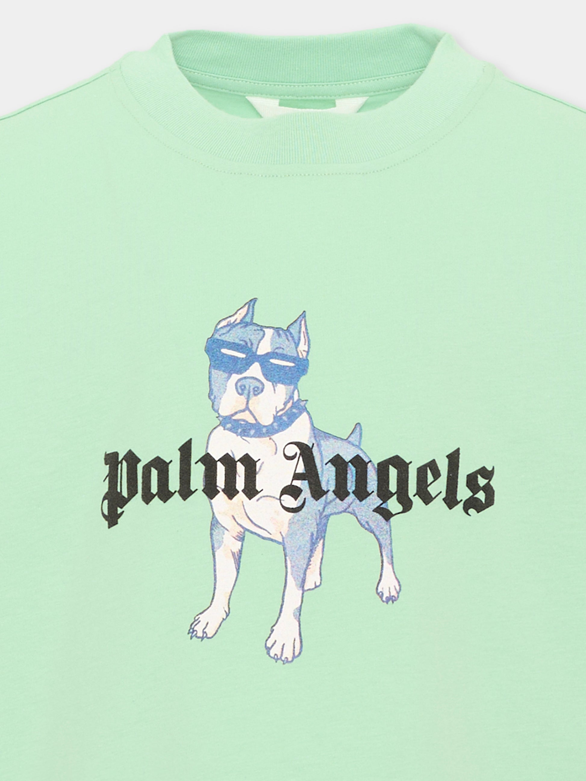 T-shirt verde per bambino con stampa,Palm Angels,PBAA003S26JER008 080