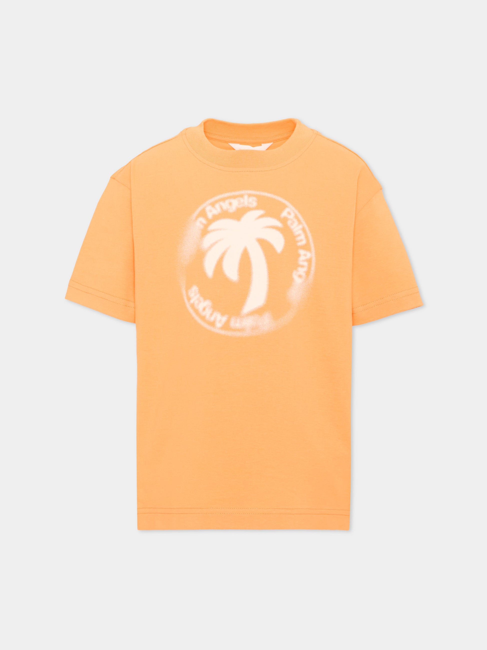 T-shirt arancione per bambino con stampa,Palm Angels,PBAA003S26JER003 030